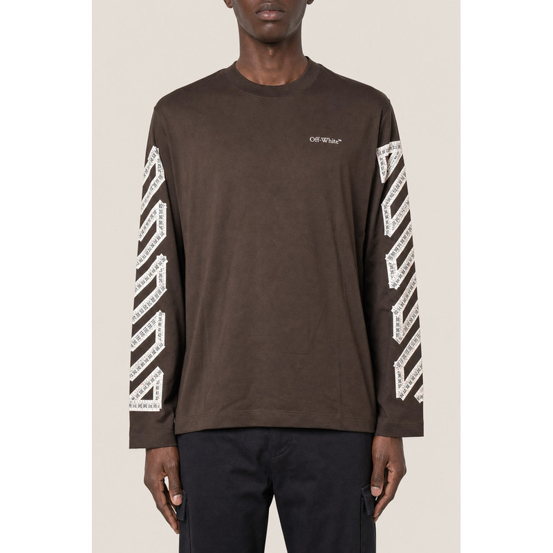 Off-White Men's Chocolate Cotton Long Sleeve Shirt - 1