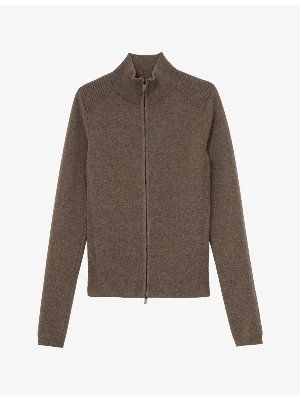 Ava Funnel-Neck Stretch Wool-Blend Top - 1