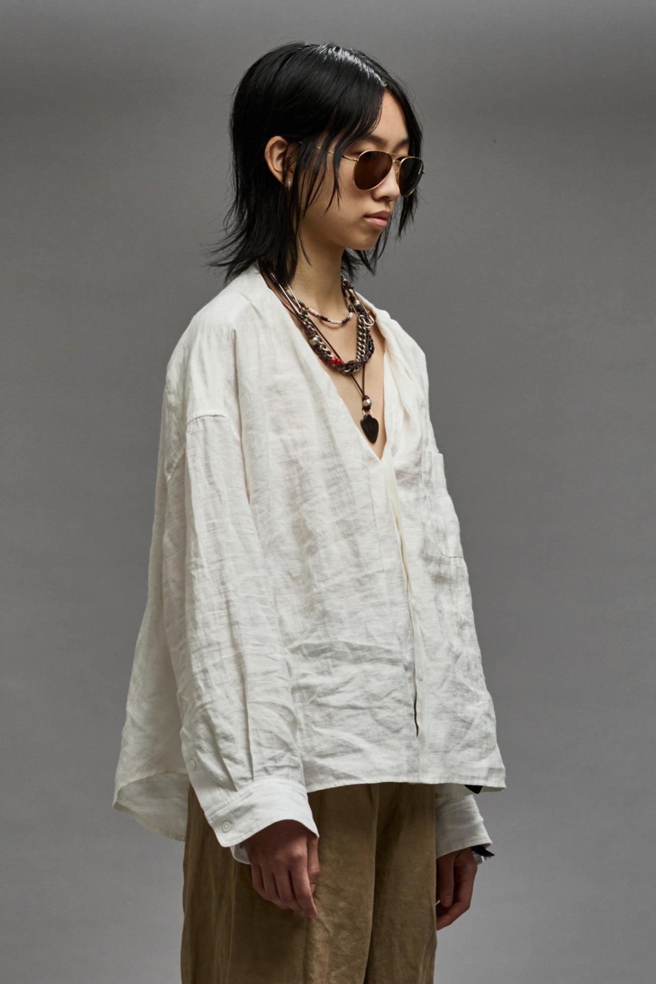 TWISTED NECK SHIRT - WHITE - 5