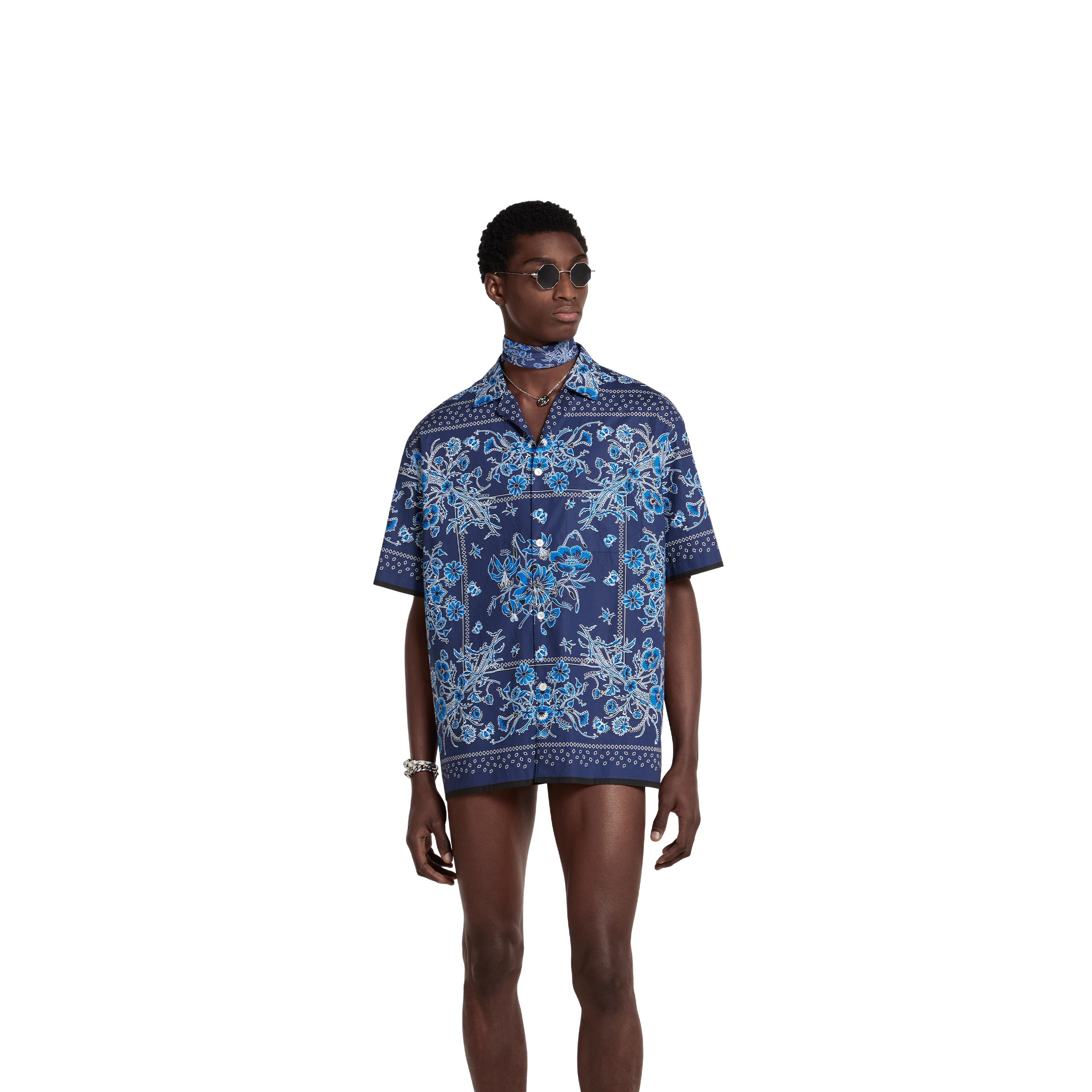 Printed cotton poplin bowling shirt - 3