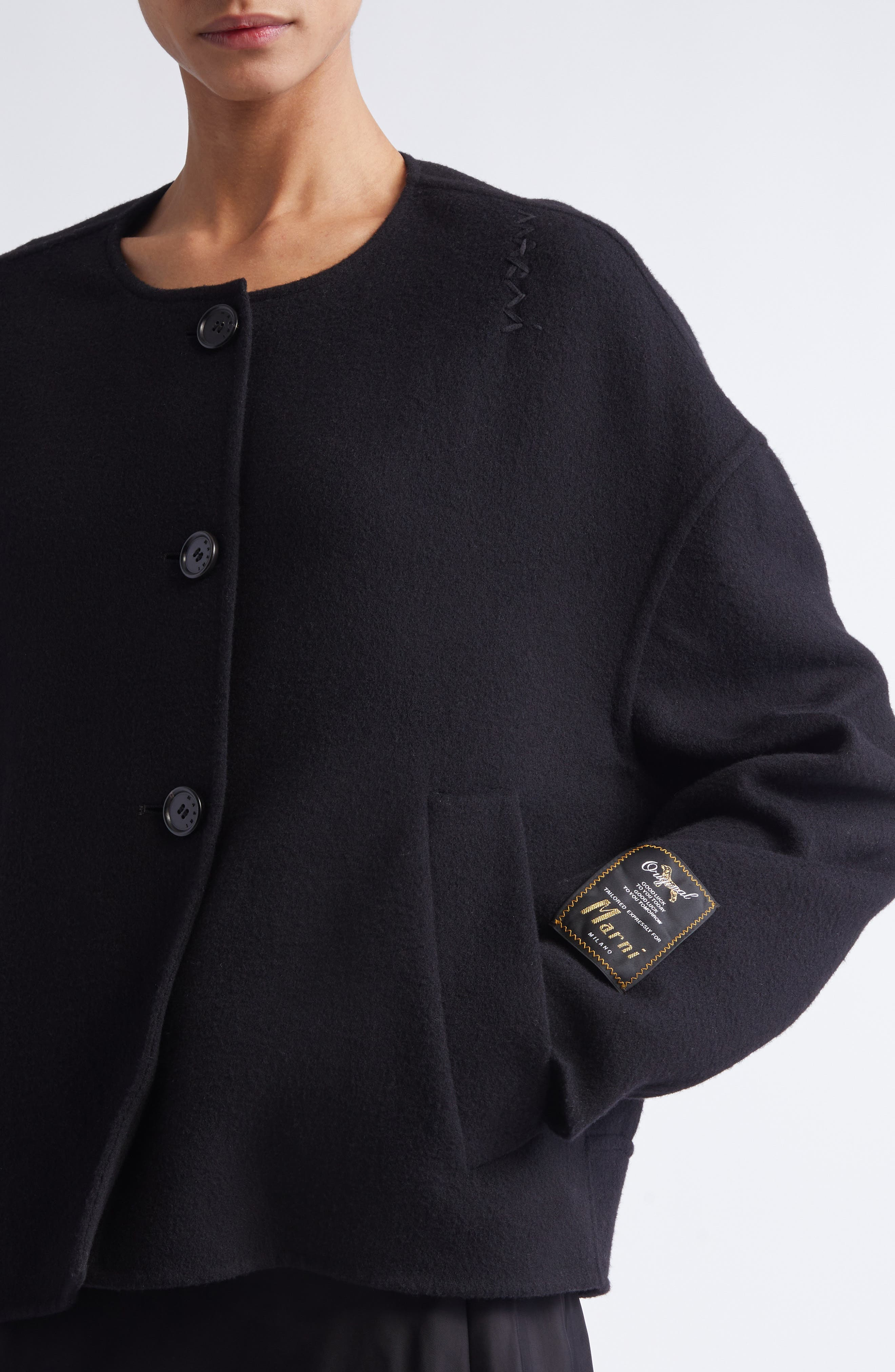 Marni Double Face Virgin Wool & Cashmere Jacket in 00N99 Black at Nordstrom - 5