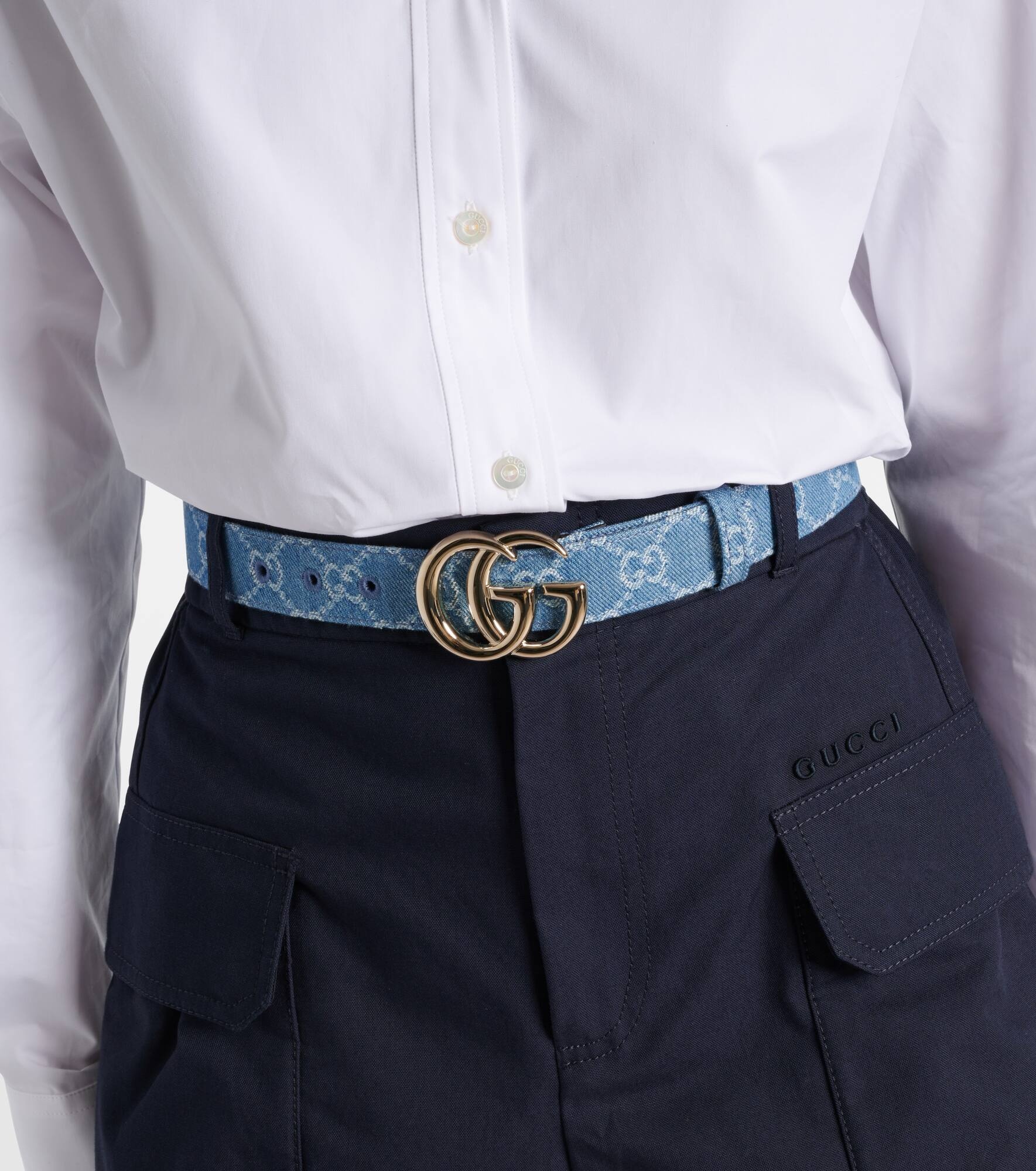GG Marmont canvas denim belt - 2