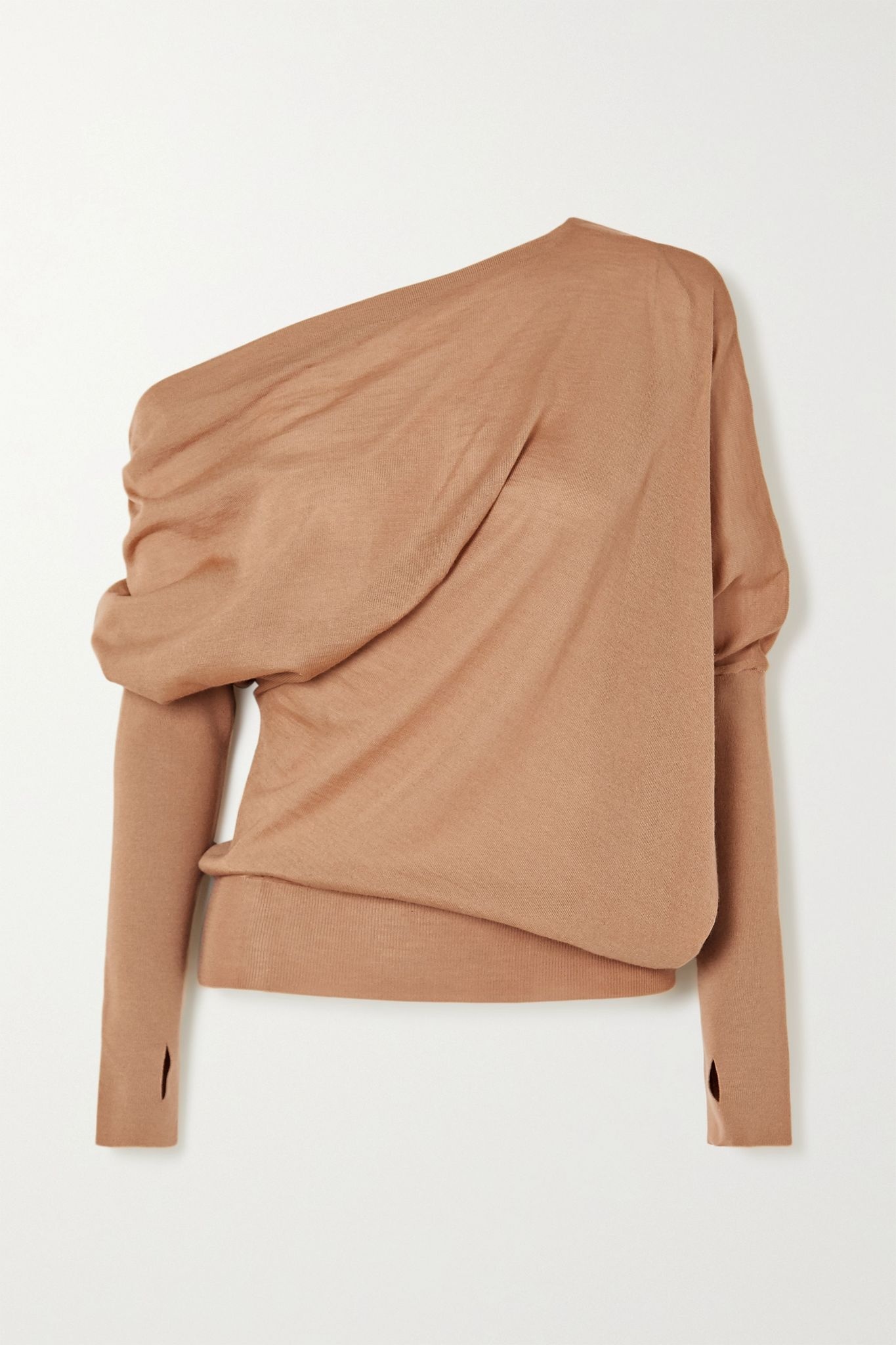 One-shoulder cashmere and silk-blend sweater - 1