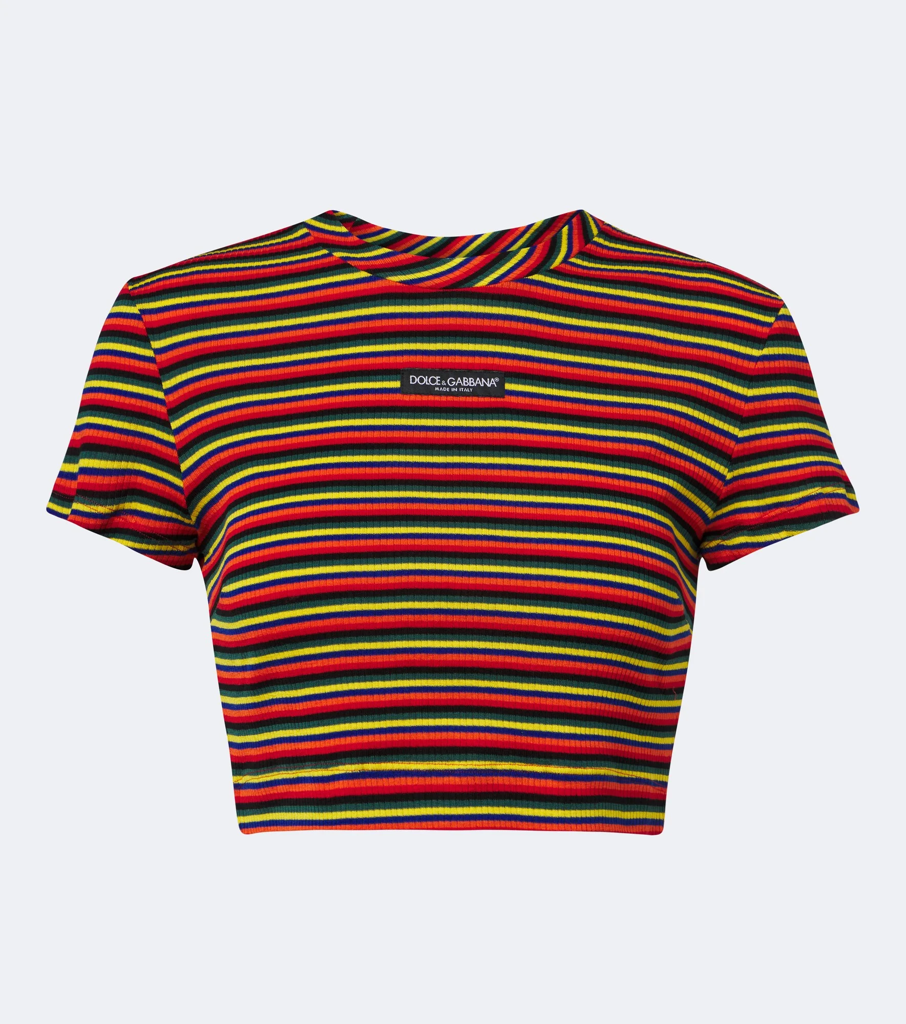 Cropped striped cotton T-shirt - 1