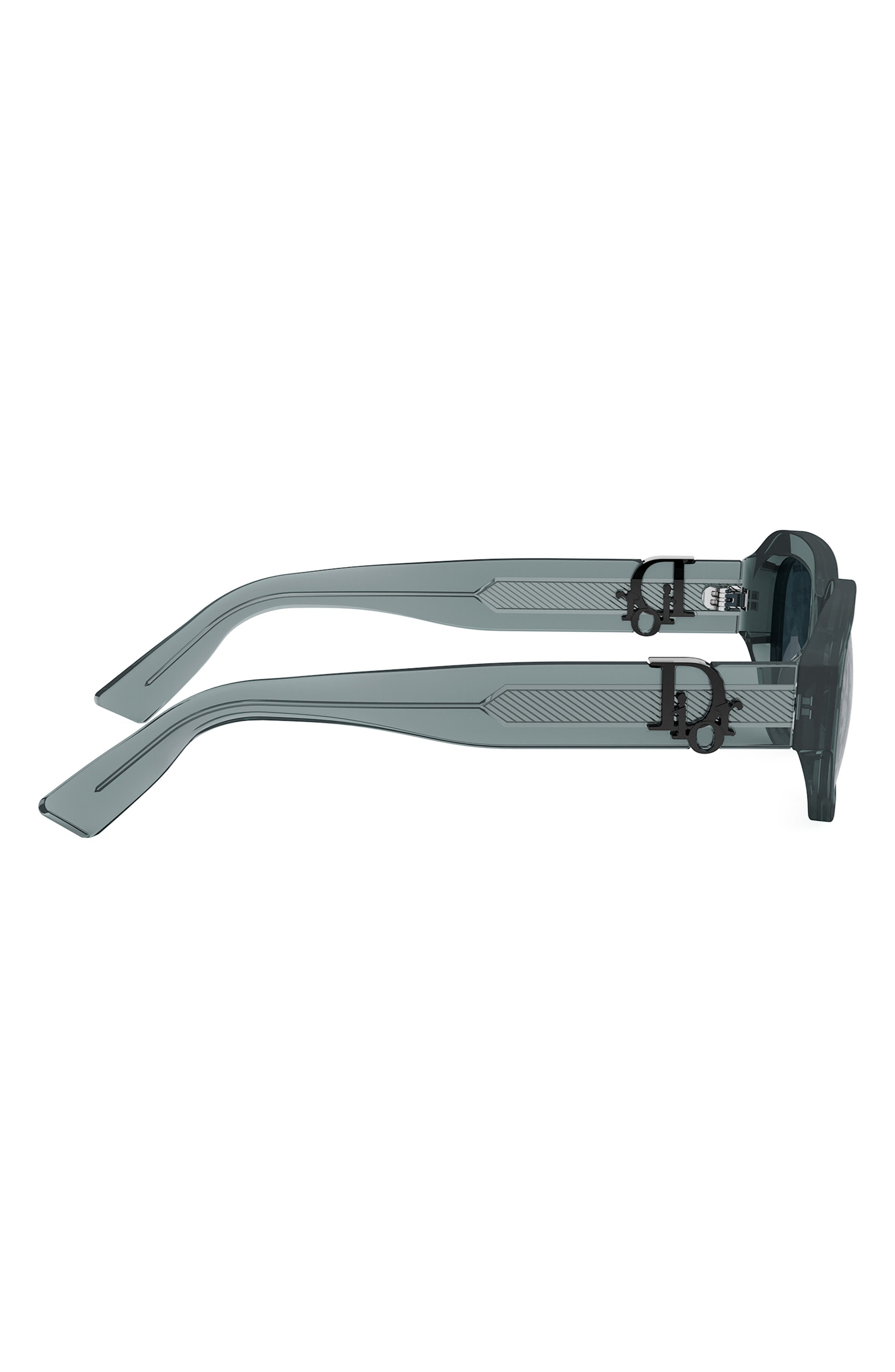 'Dior Oblique S2I 52mm Rectangular Sunglasses in Shiny Blue /Blu Mirror at Nordstrom - 5