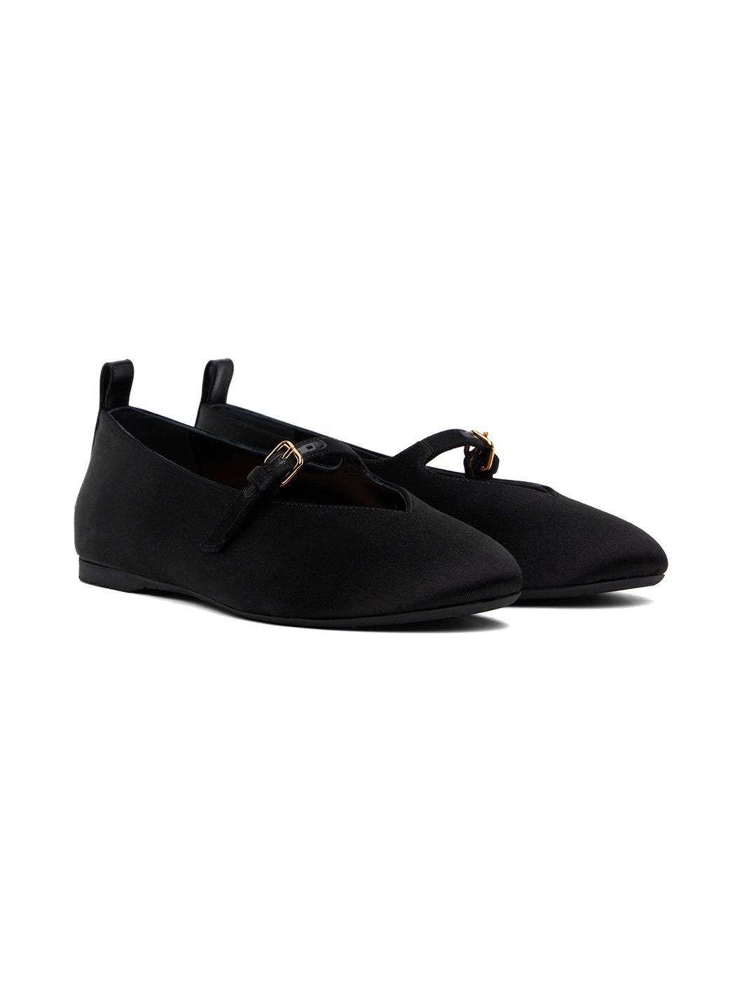 Black Satin Ballerina Flats - 4