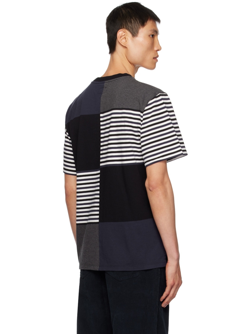 Navy & Black Patchwork T-Shirt - 3