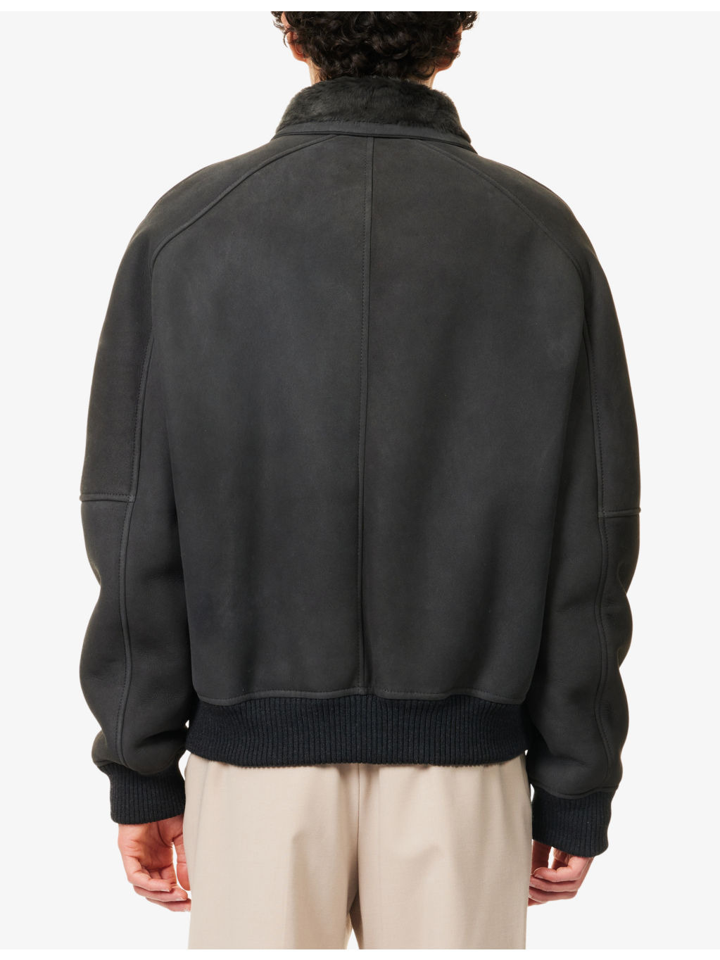 Raglan-Sleeve Shearling Leather Jacket - 4