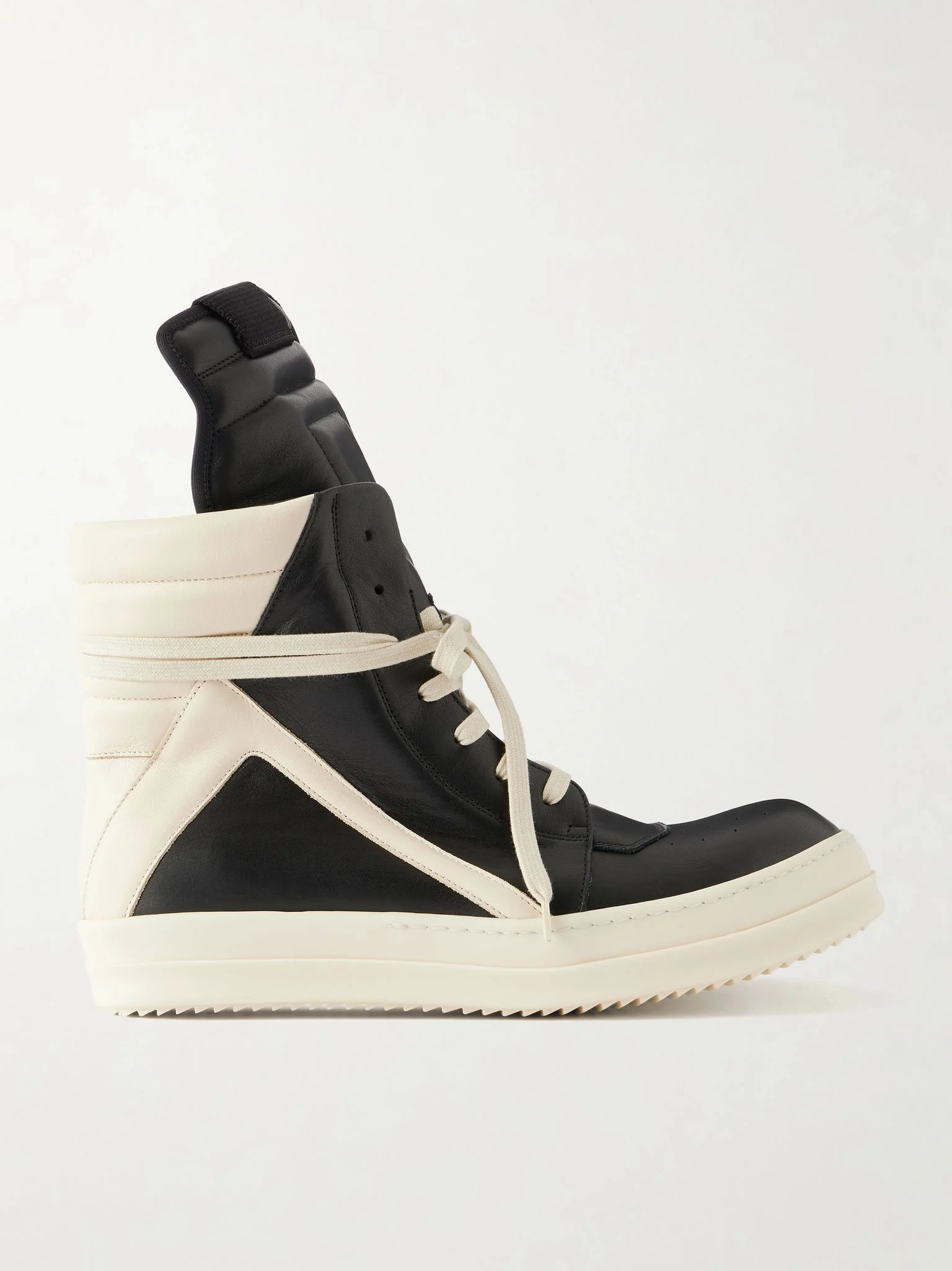 Geobasket Panelled Leather and Rubber Sneakers Black - 1