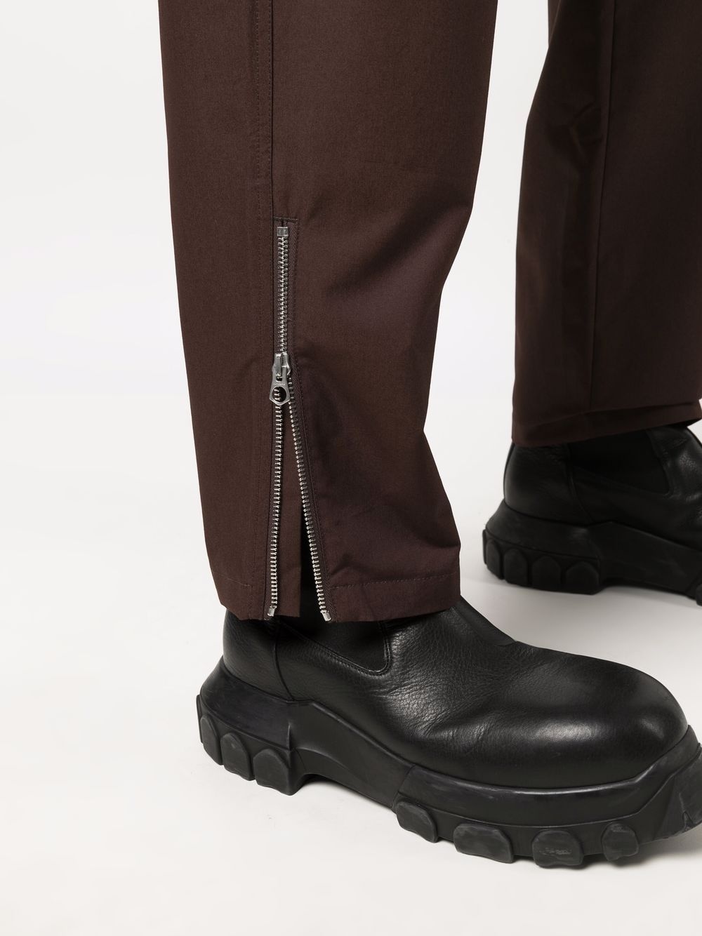 zip-detail tapered trousers - 5