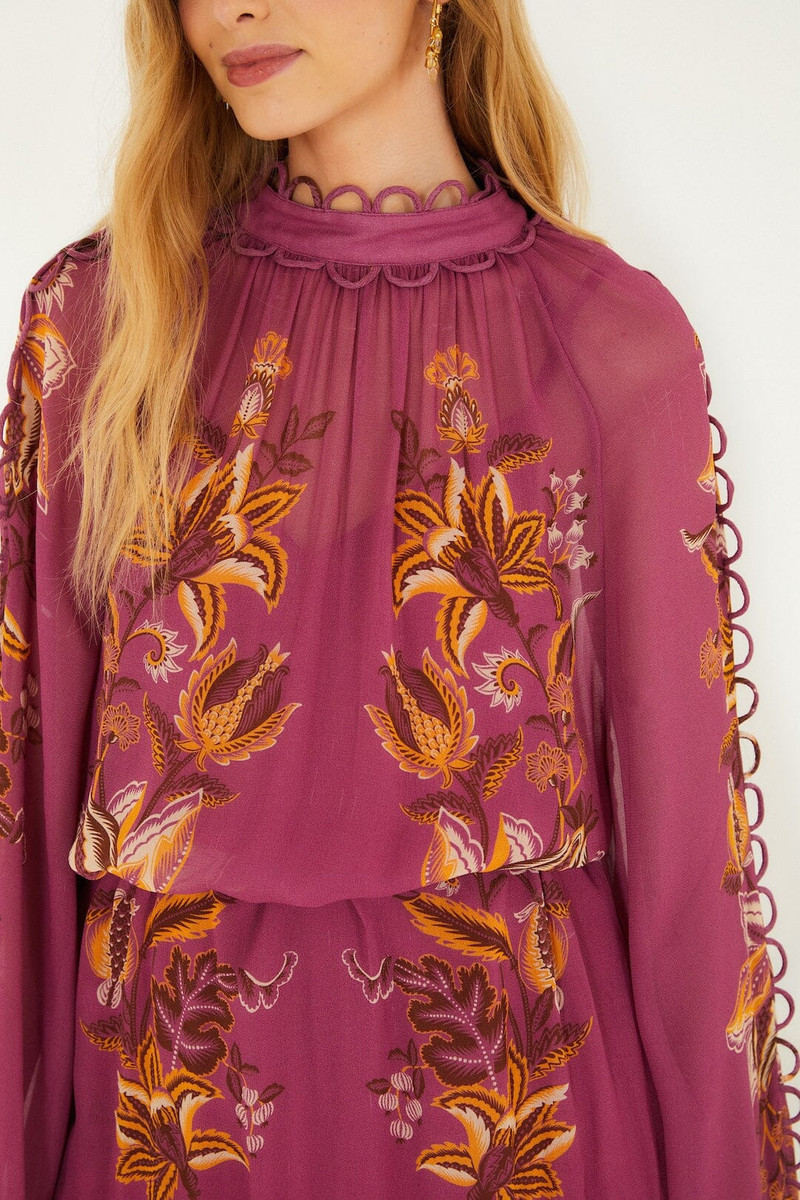 FARM RIO Pink Delicate Chintz Ruffled Mini Dress outlook