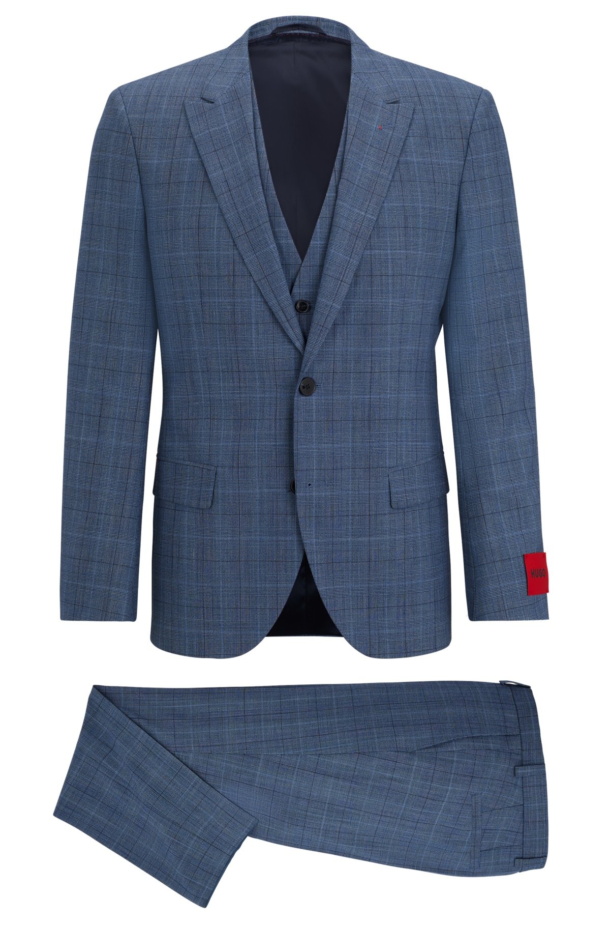 THREE-PIECE SLIM-FIT SUIT IN CHECKED STRETCH FABRIC - 9