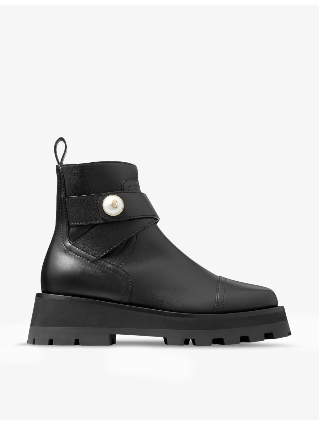 Meena button-embellished leather ankle boots - 1