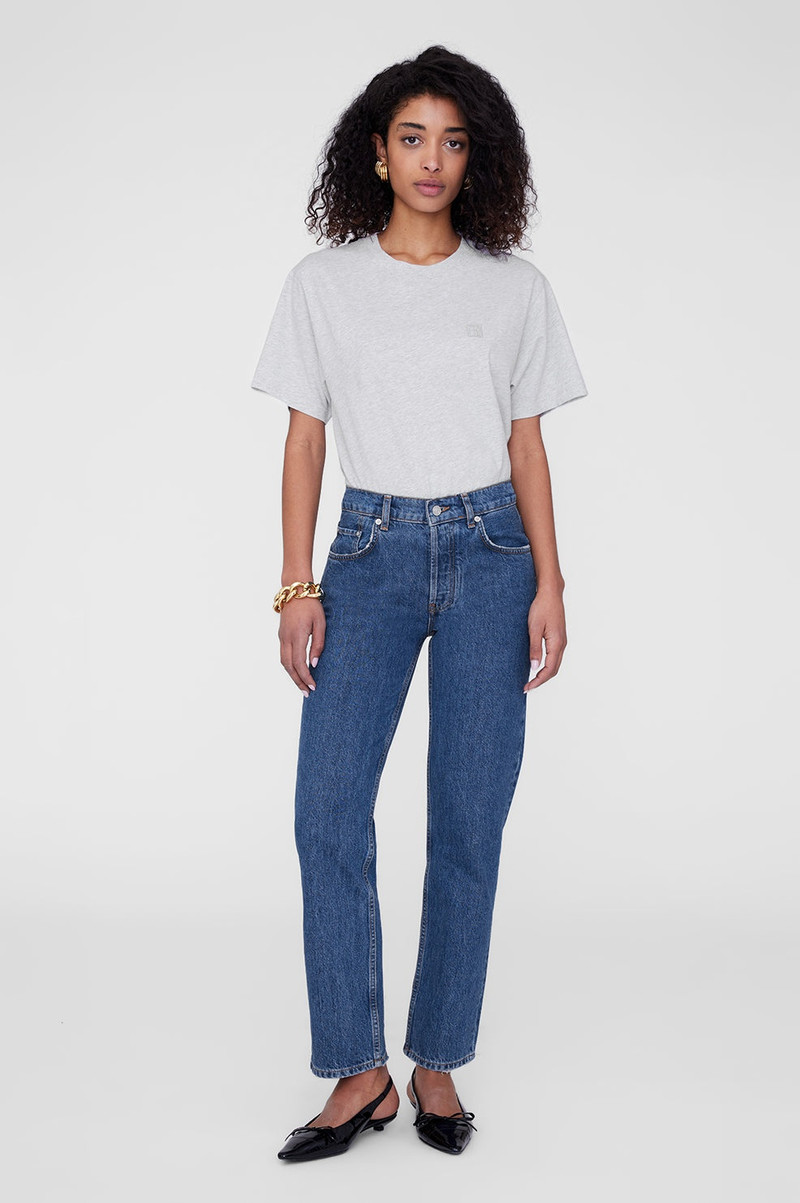 ANINE BING Lili Tee Framed Monogram - Heather Grey outlook