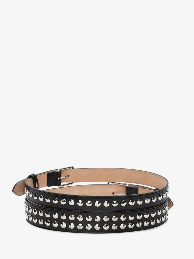 Alexander McQueen Studded Double Belt in Black outlook