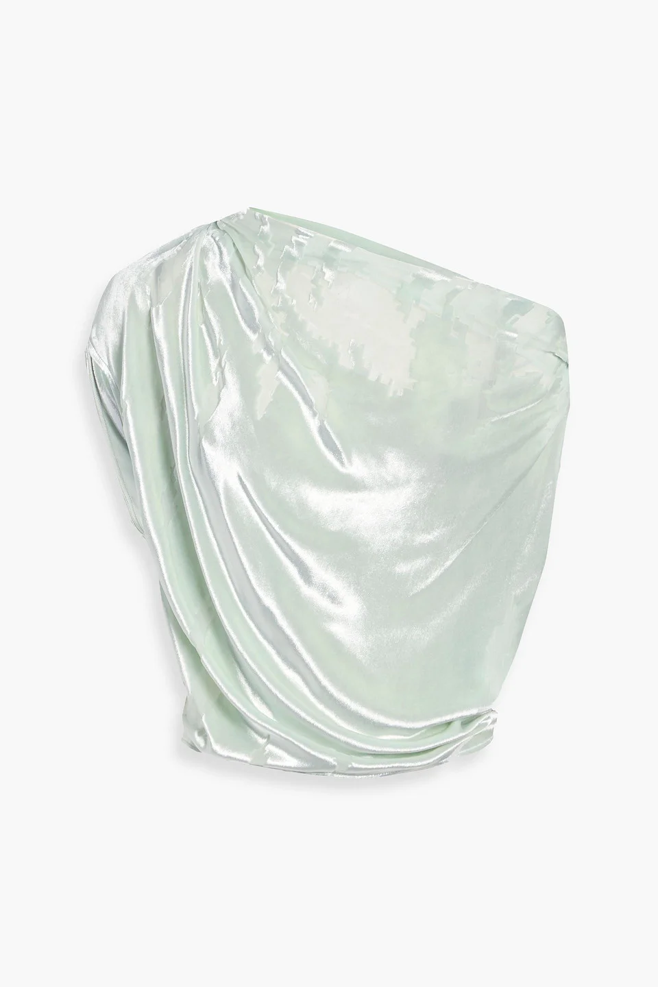 One-shoulder draped devoré-velvet top - 1