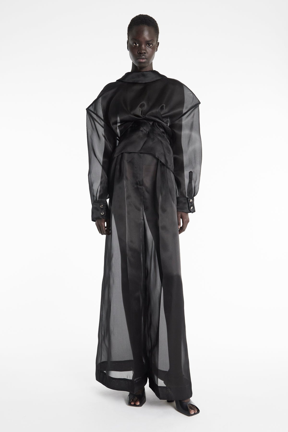 ORGANZA TWISTED SHIRT BLACK - 1