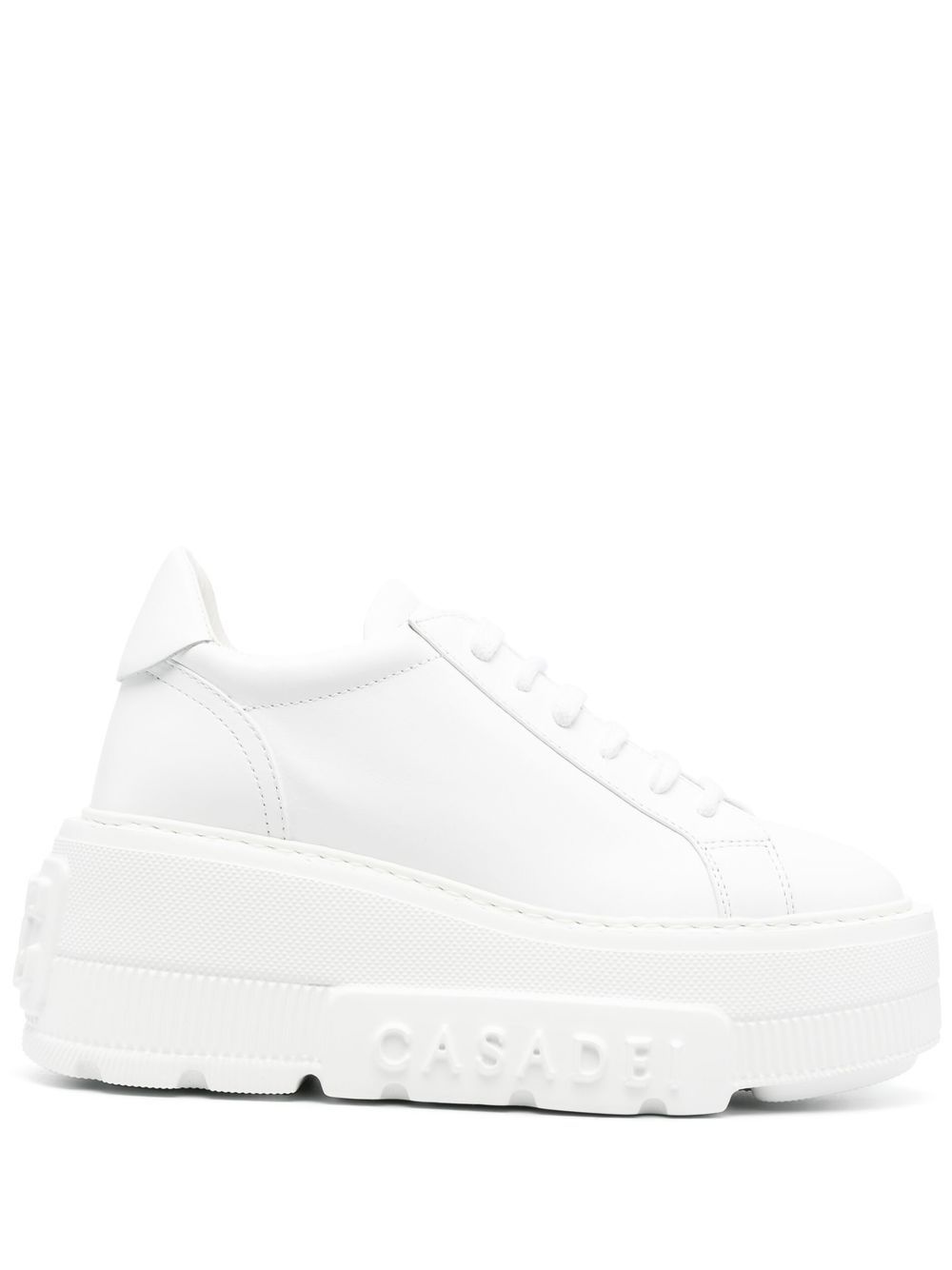 chunky sole leather sneakers - 1