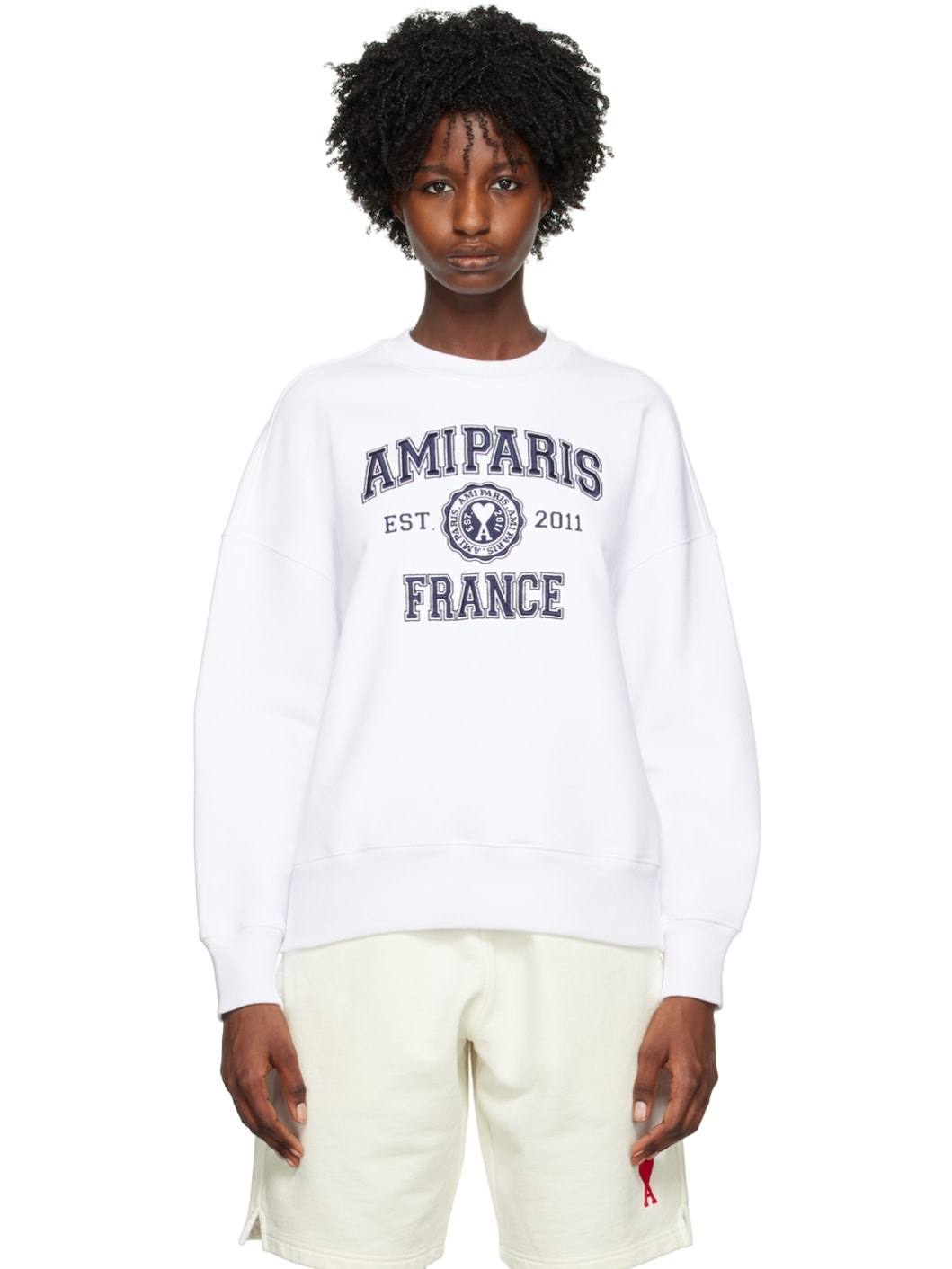 White 'Ami Paris France' Sweatshirt - 1