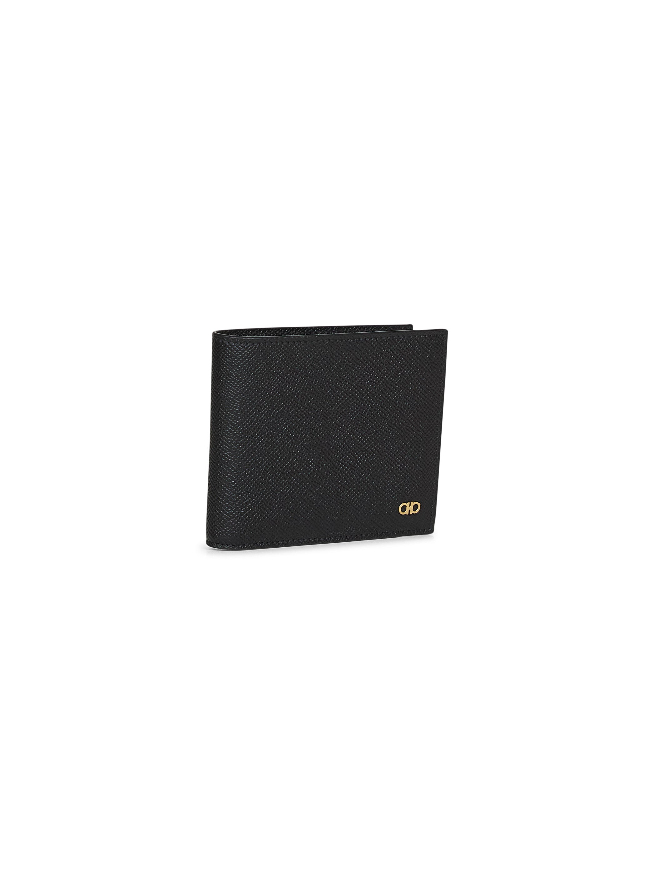 Black hammered calfskin Gancini wallet - 2