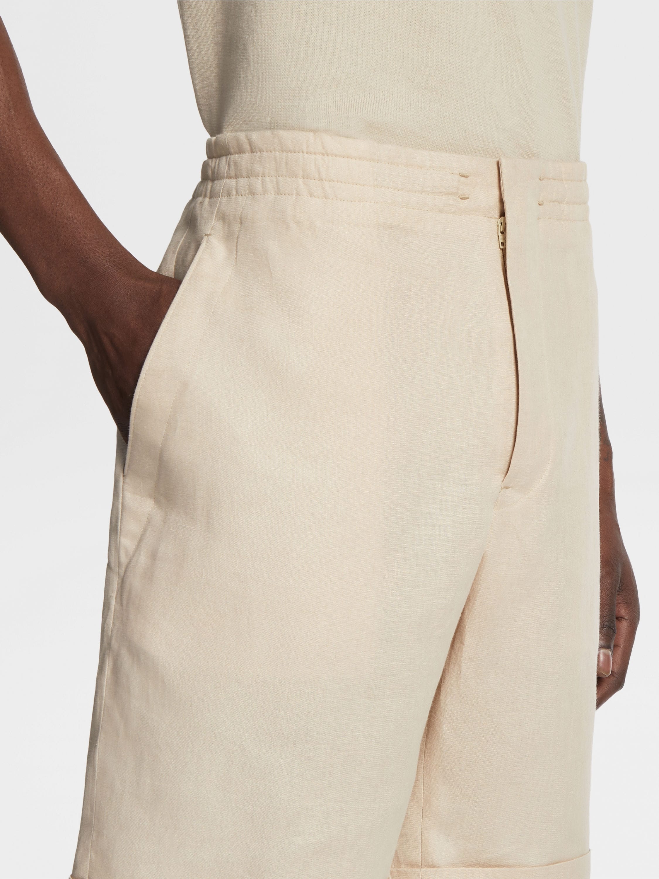 OFF WHITE LINEN SHORTS - 5