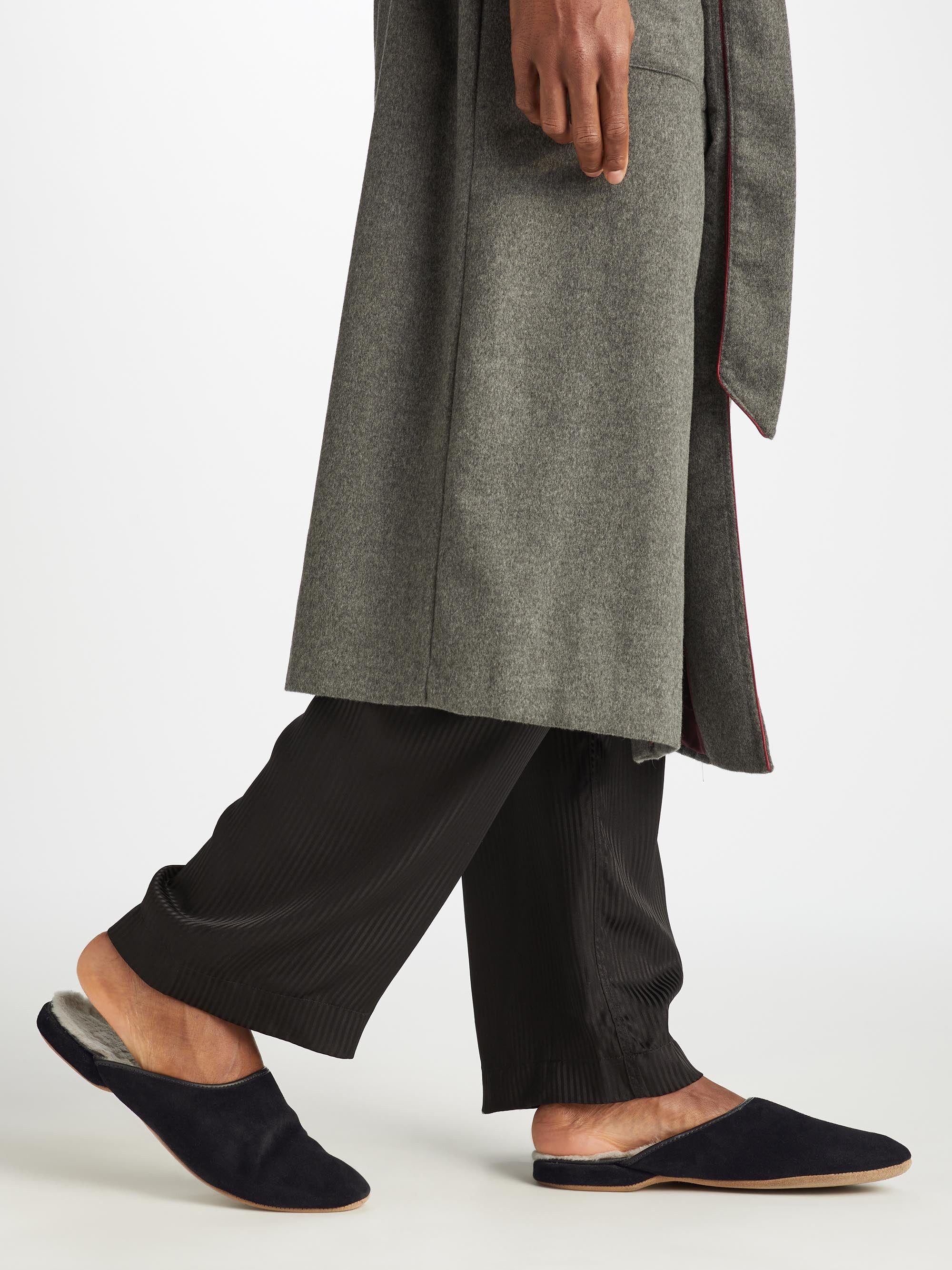 Men's Mule Slippers Douglas Suede Sheepskin Black - 3