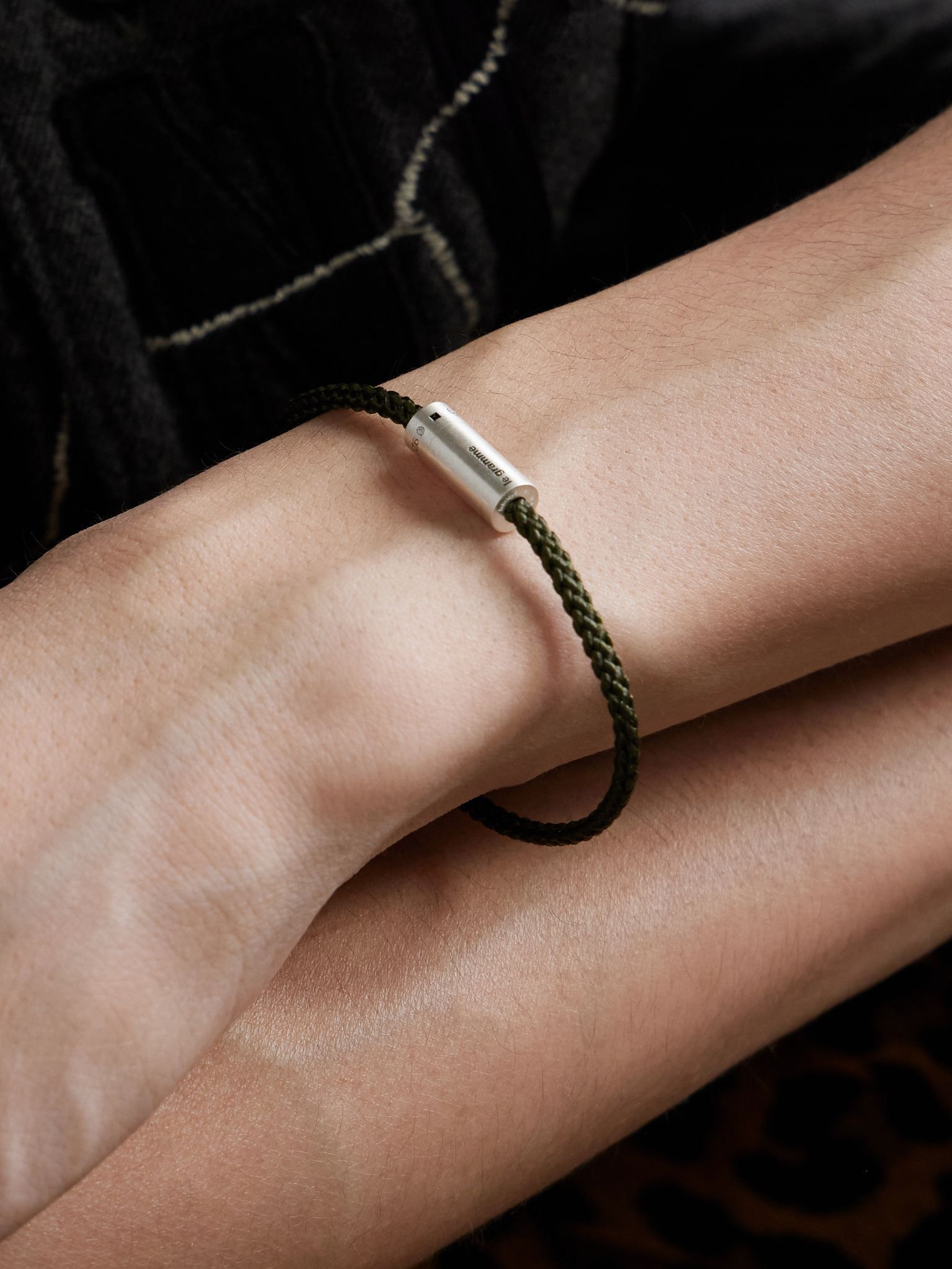 7g Nato Sterling Silver and Cord Cable Bracelet Black - 2