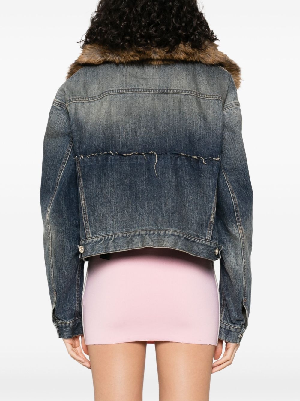 faux-fur collar denim jacket - 4