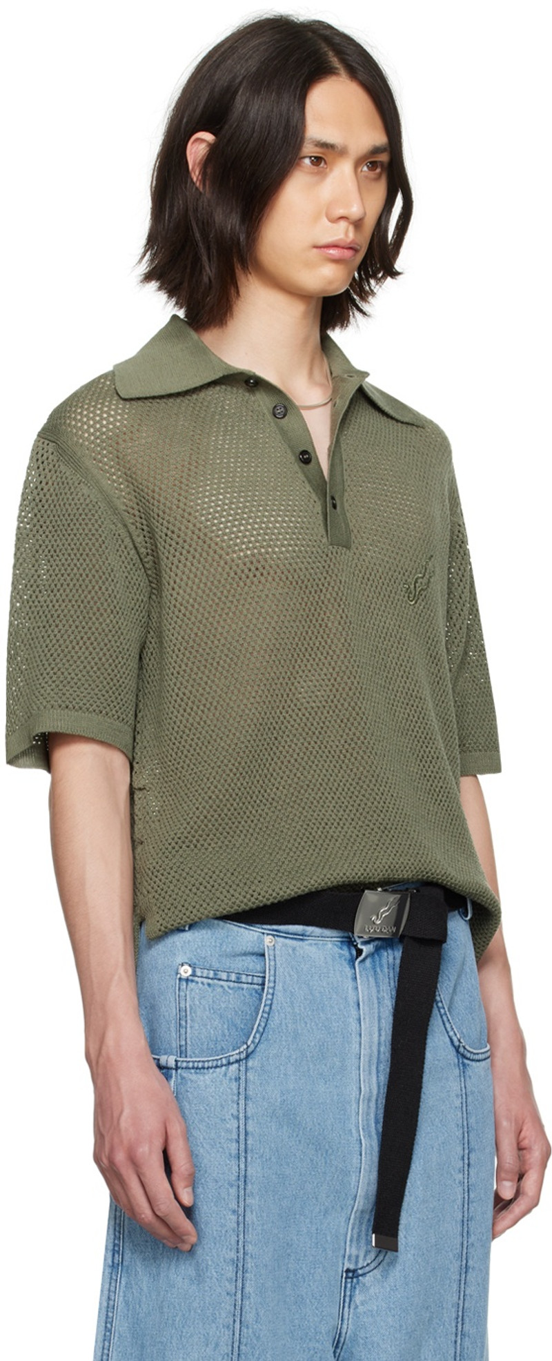LU'U DAN Khaki Net Polo outlook