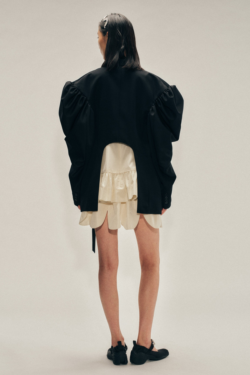 Back Cutout Draped Sleeve Bow Jacket 3