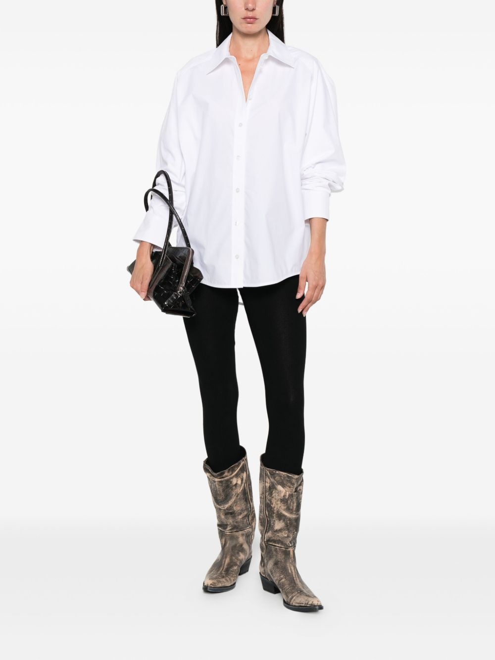 oversized-collar cotton shirt - 2