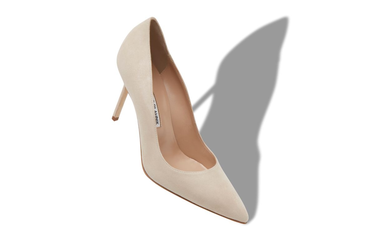 Light Beige Suede Pointed Toe Pumps - 2