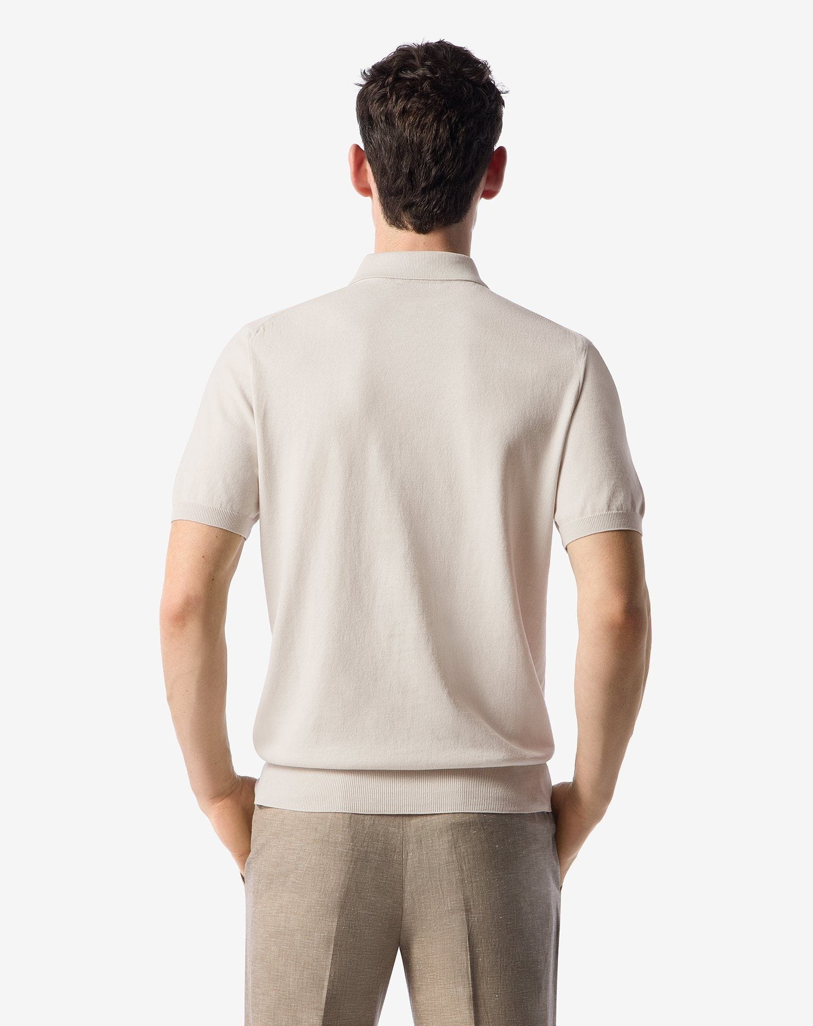 White zip-up Pima cotton polo shirt - 3