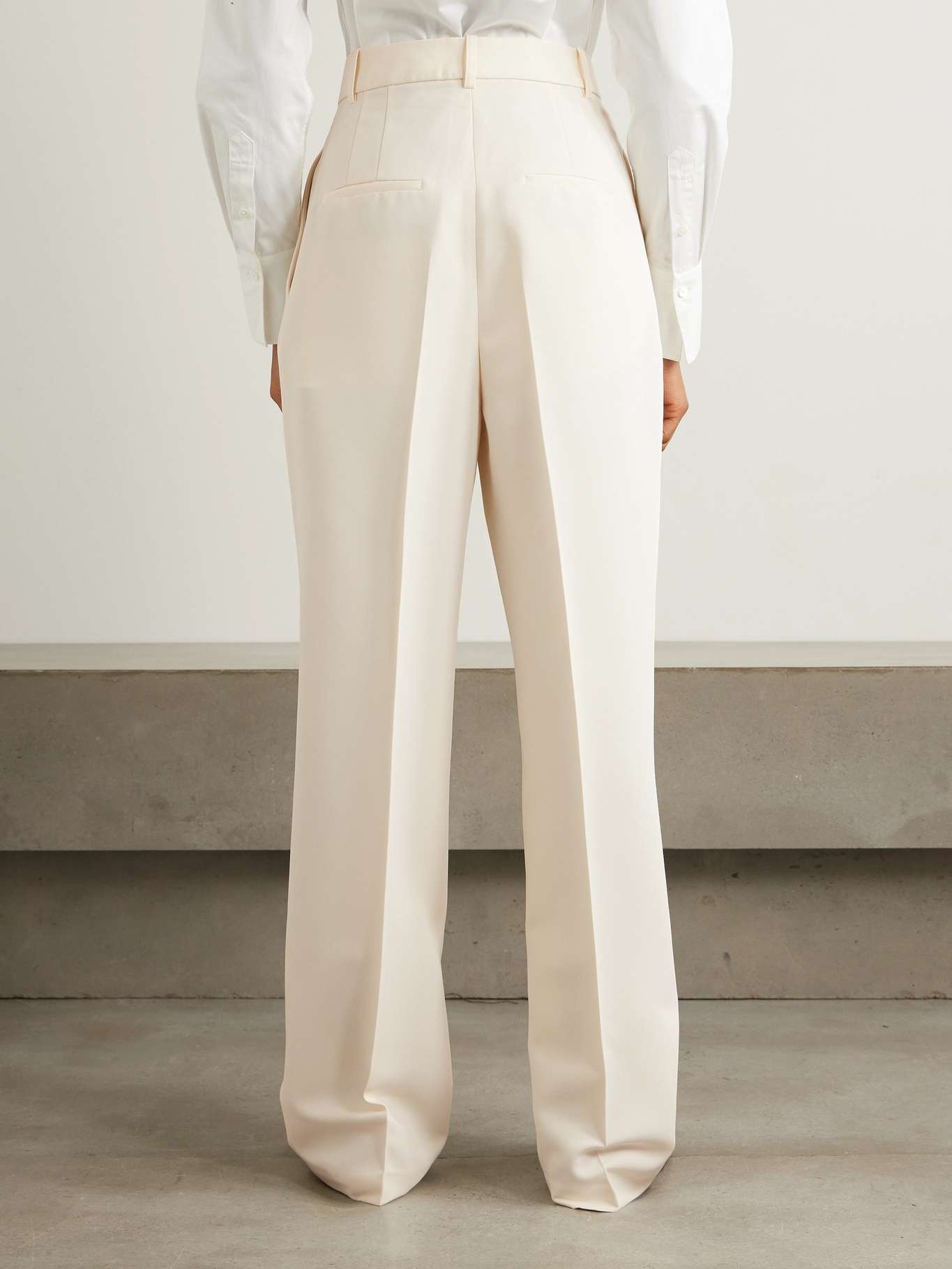 Pleated recycled-twill wide-leg pants Off-white - 4
