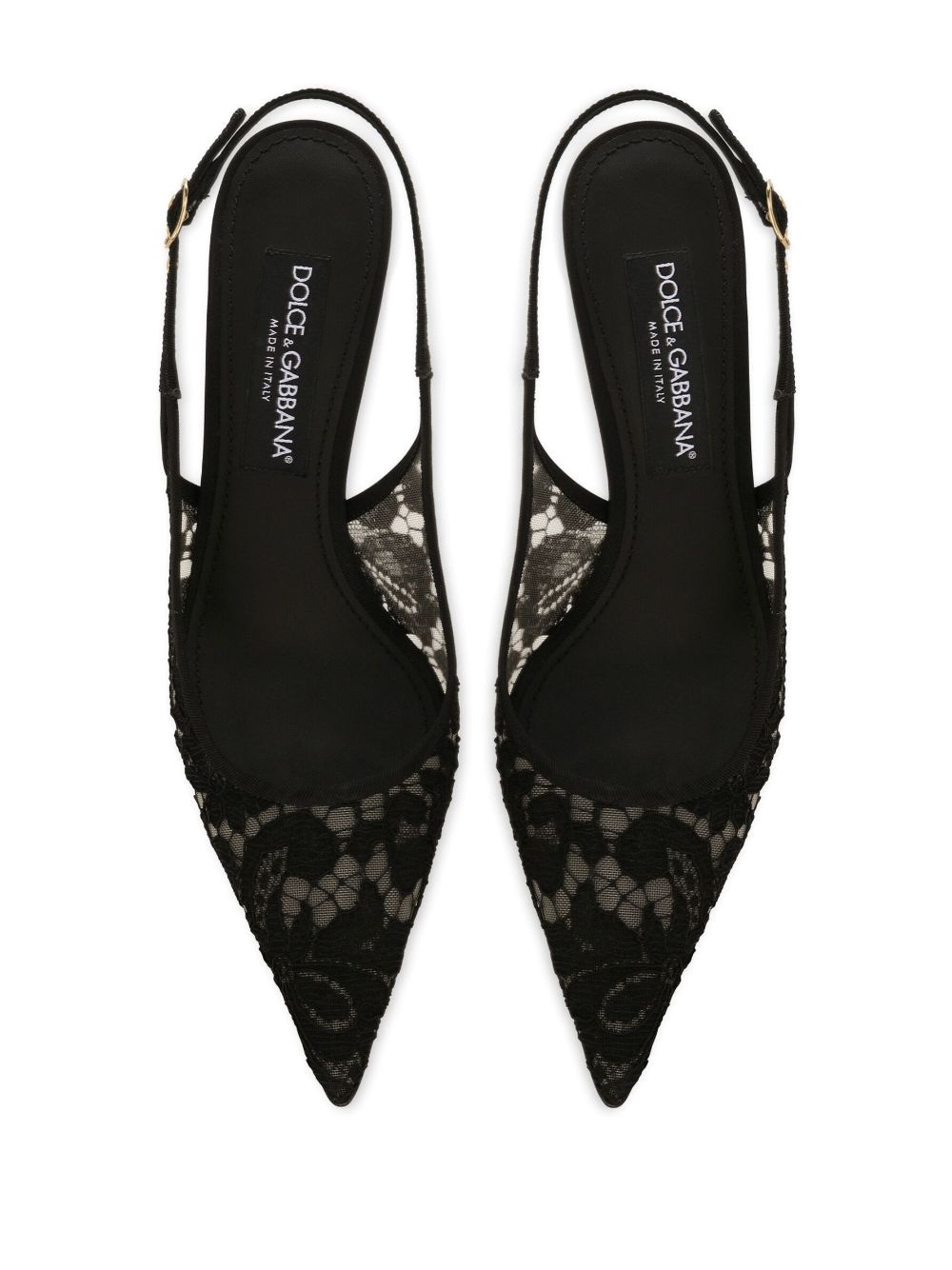 pointed-toe lace-panelled pumps - 4