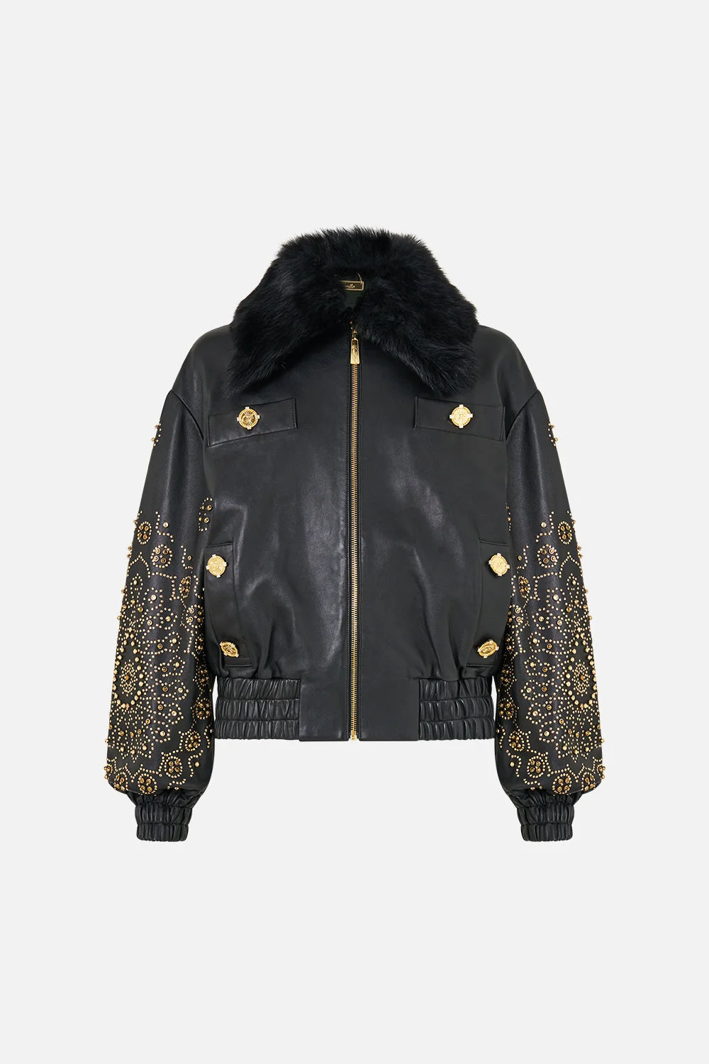 LEATHER BOMBER WITH POCKET DETAILS THE SECESSION SESSIONS - 1