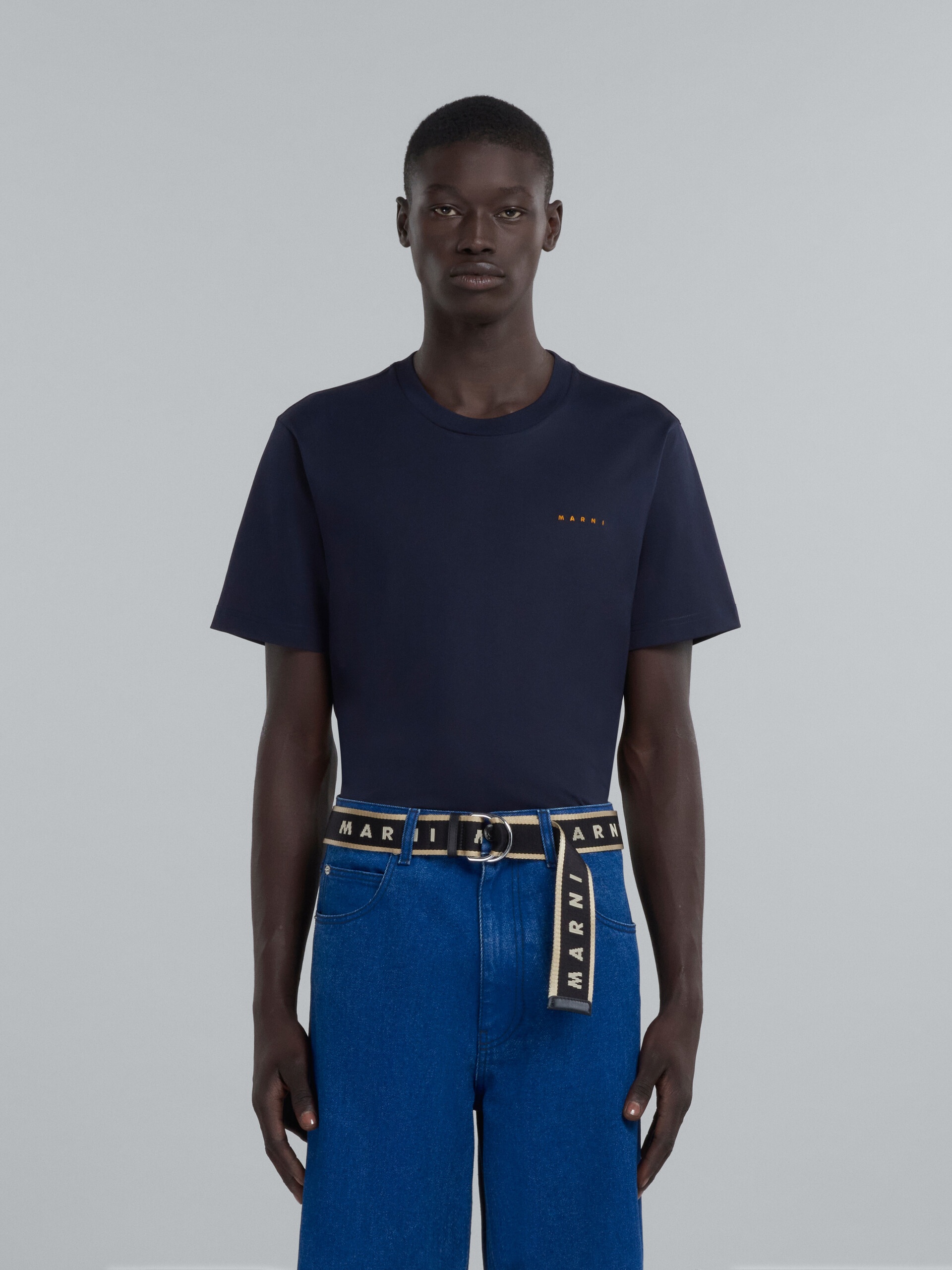 BLACK FABRIC SLIDER BELT WITH LOGO - 2