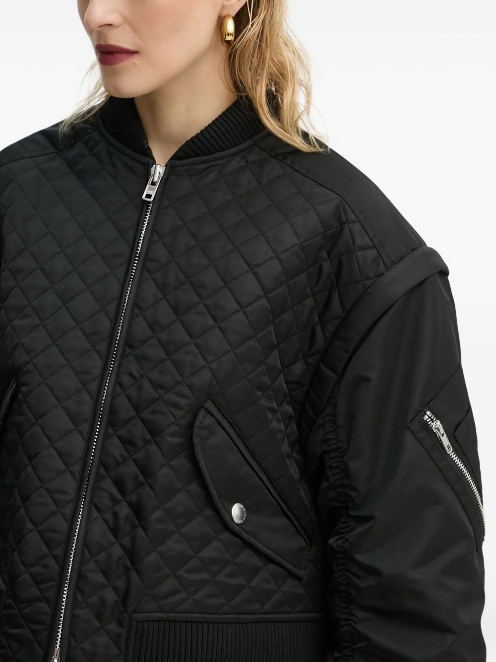 diamond-quilted bomber jacket - 3