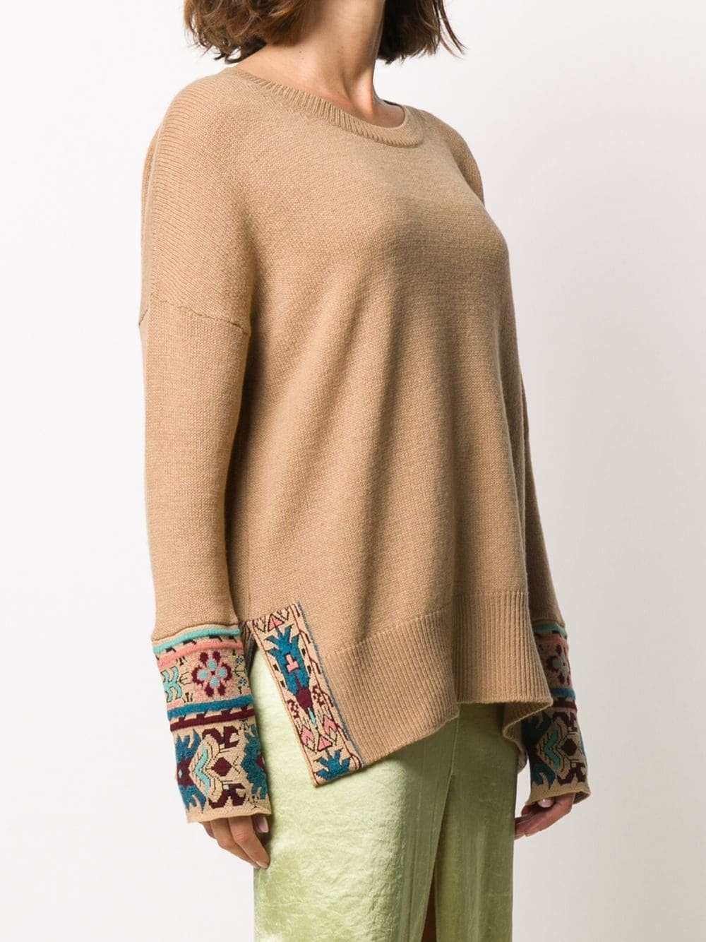 jacquard trim jumper - 3