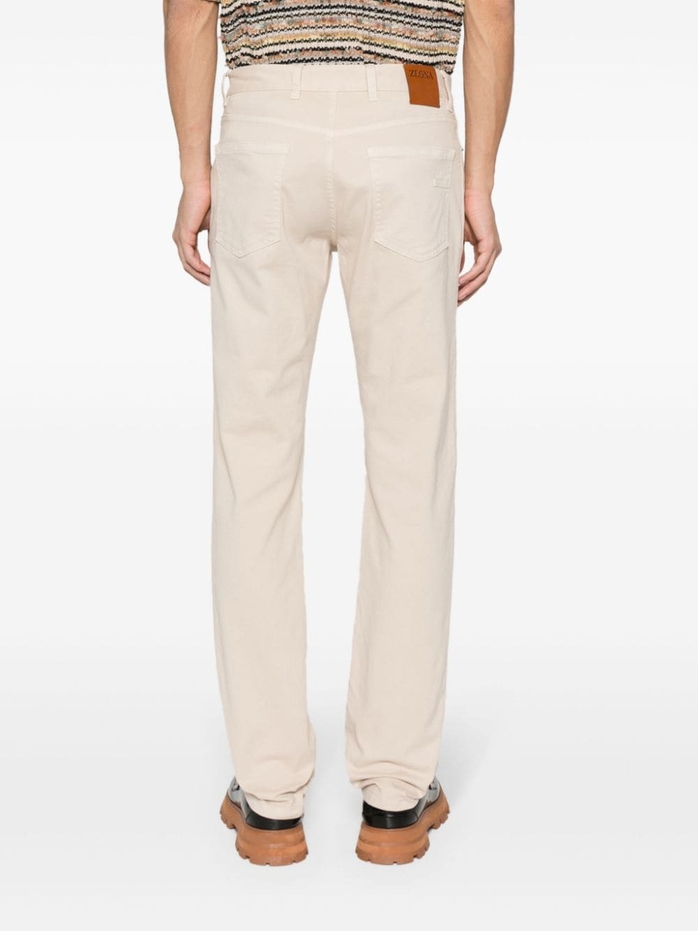 cotton straight-leg trousers - 4