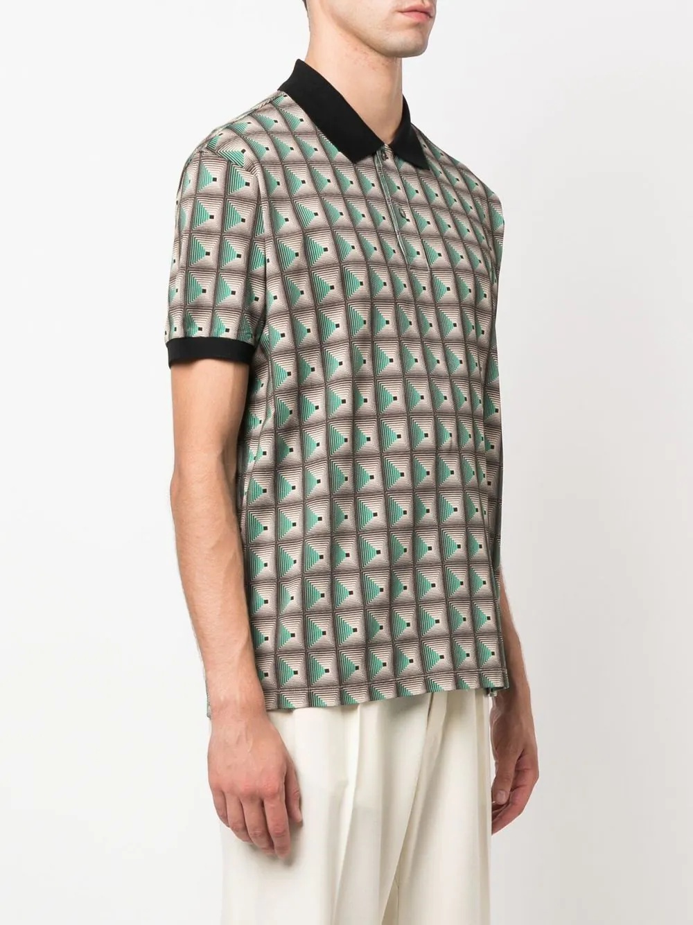 patterned short-sleeved polo shirt - 3