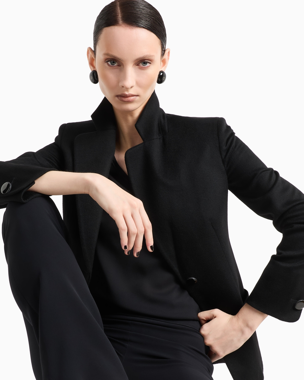 Silk charmeuse blouse with V neckline - 6