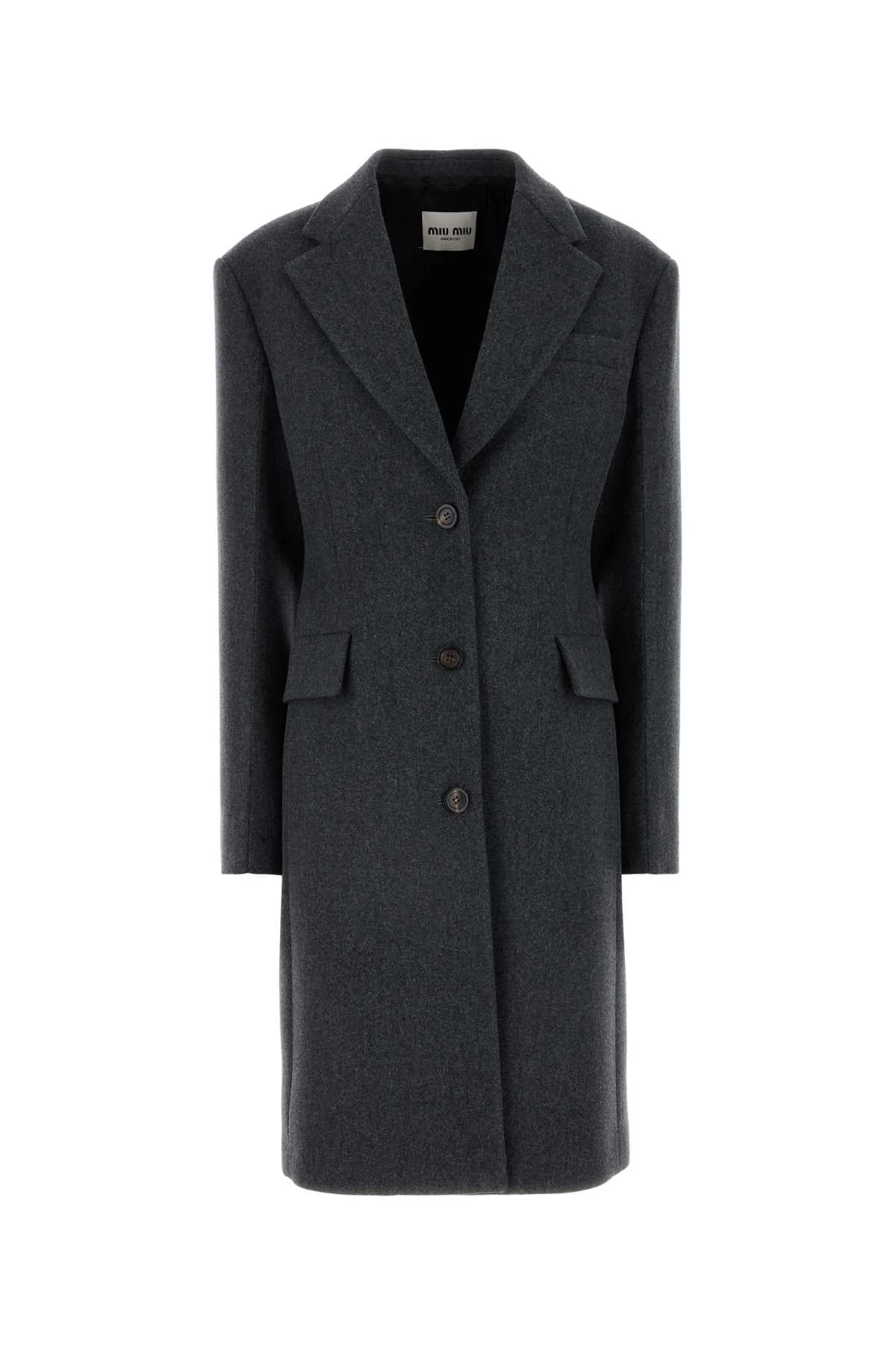 Miu Miu Women Dark Grey Wool Coat - 1