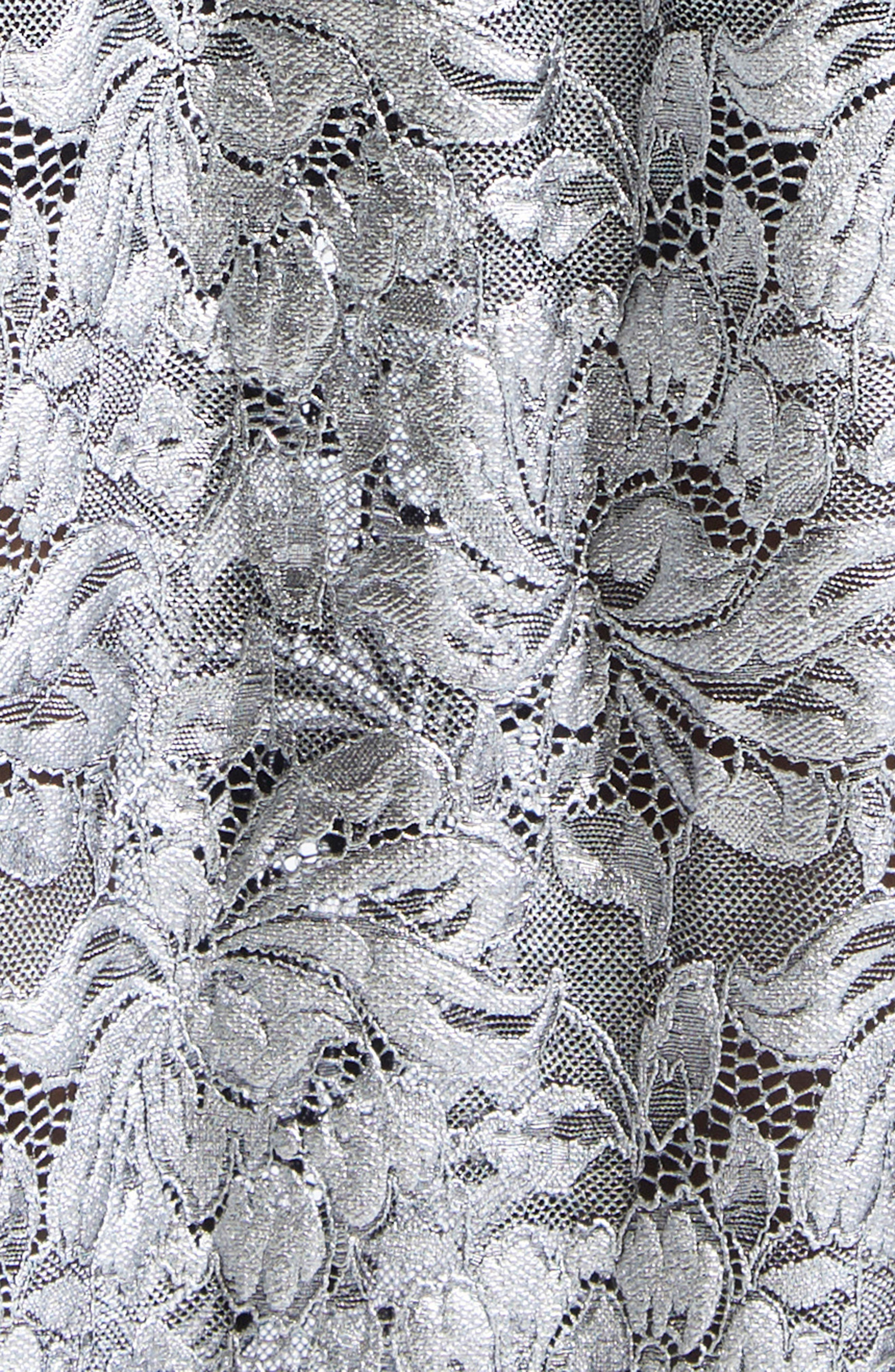 Rabanne Metallic Long Sleeve Stretch Lace Dress in Black /Silver at Nordstrom - 6