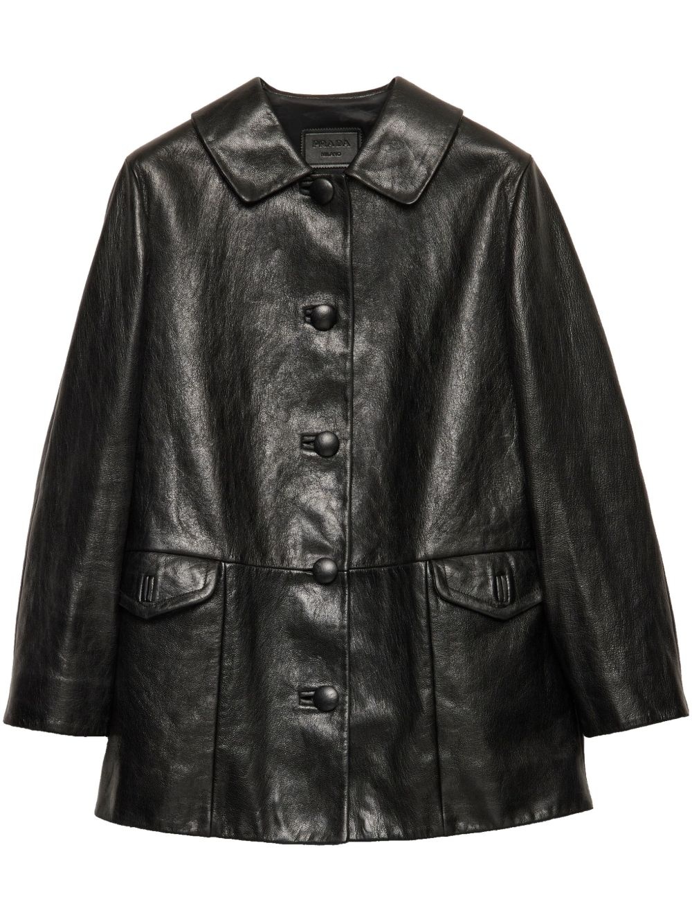 button-up leather jacket - 1
