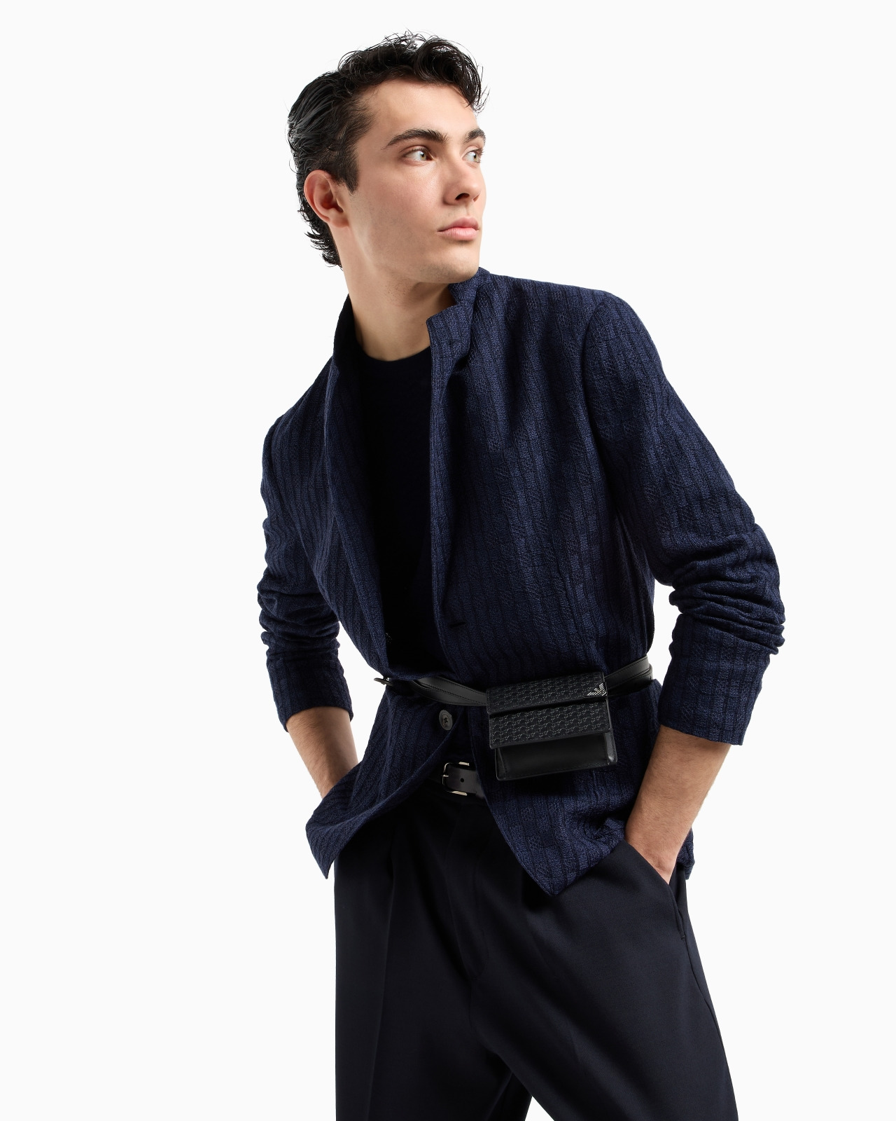 Single-breasted jacket in backed knit - 6