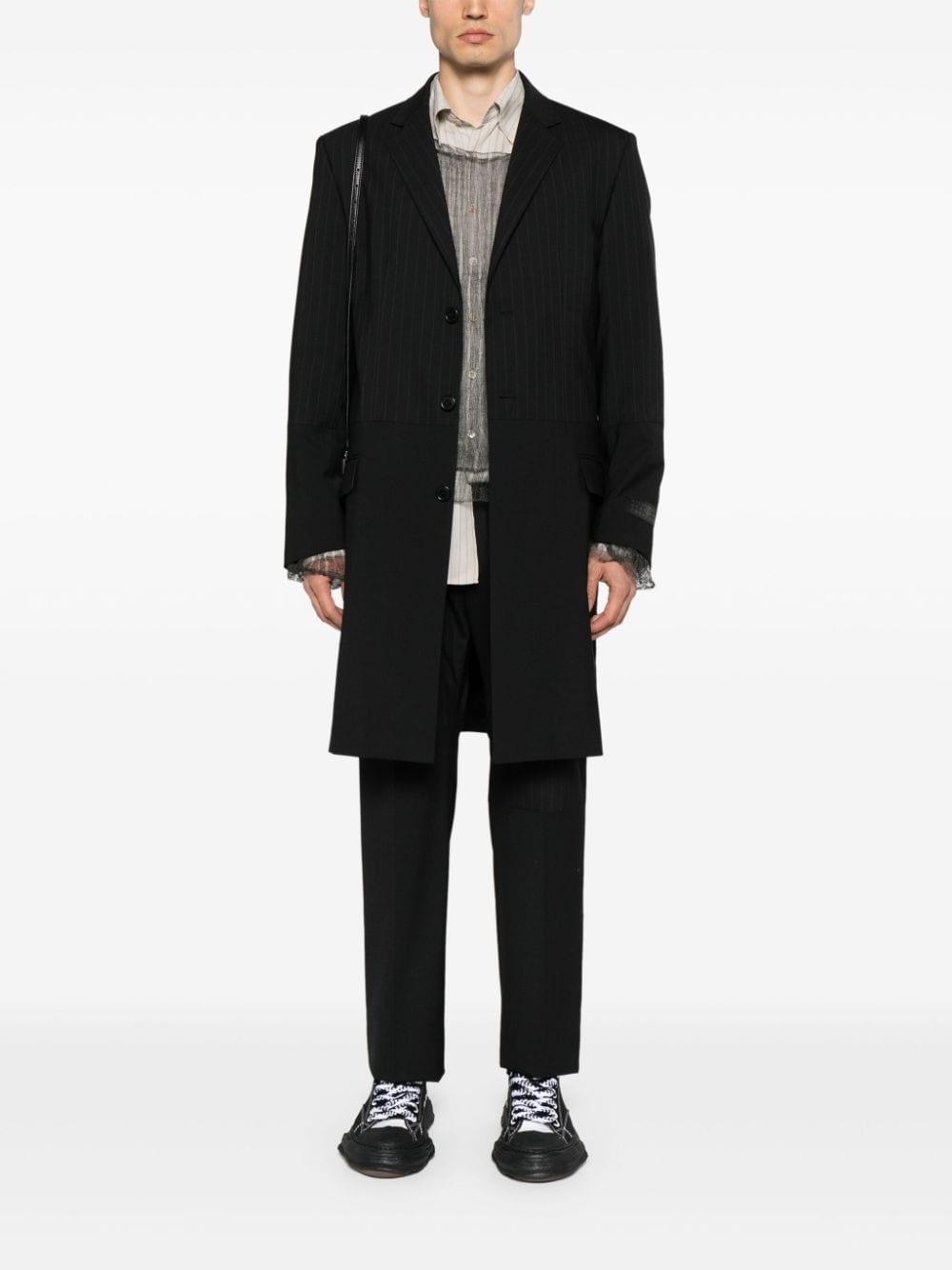 panelled single-breasted coat - 2