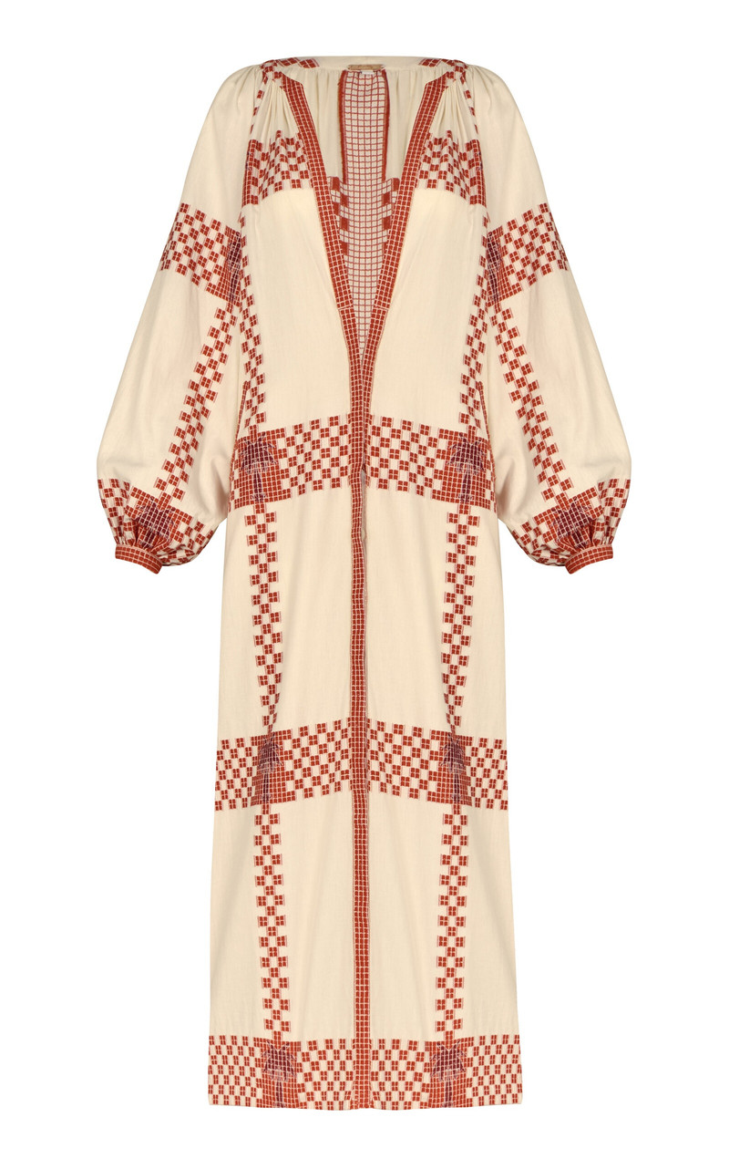 Diosa Geometrica Plunged Cotton Maxi Dress print - 1