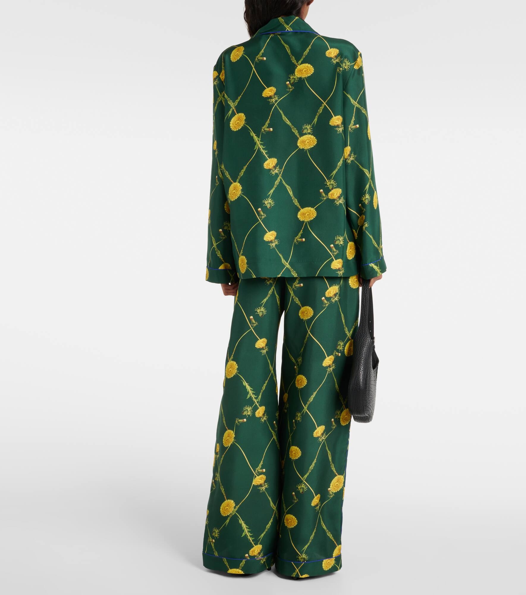 Floral silk poplin pajama shirt - 3