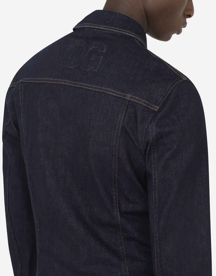 Blue stretch denim jacket with DG logo - 6